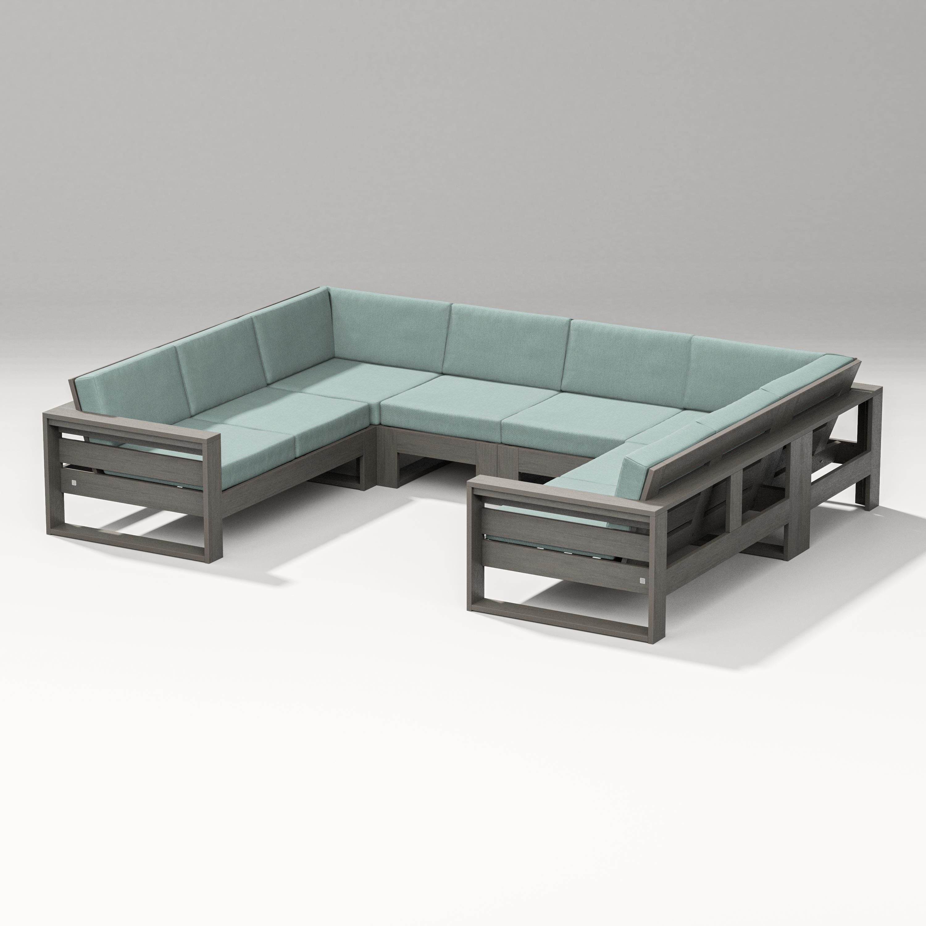 PW Designer Series Latitude U-Shaped Sectional in Driftwood / Glacier Spa