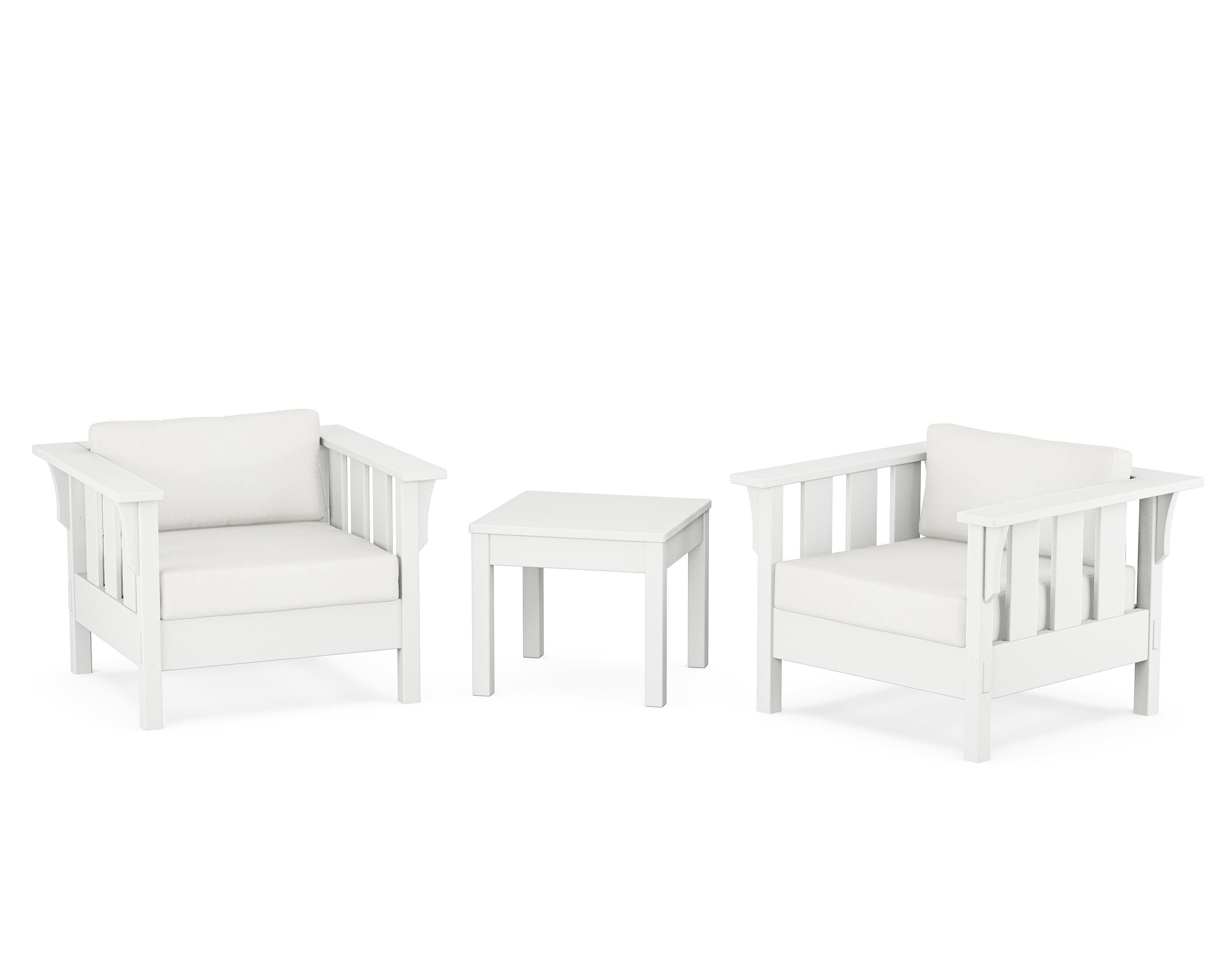 Martha Stewart by POLYWOOD Acadia 3-Piece Deep Seating Set in White / Natural Linen