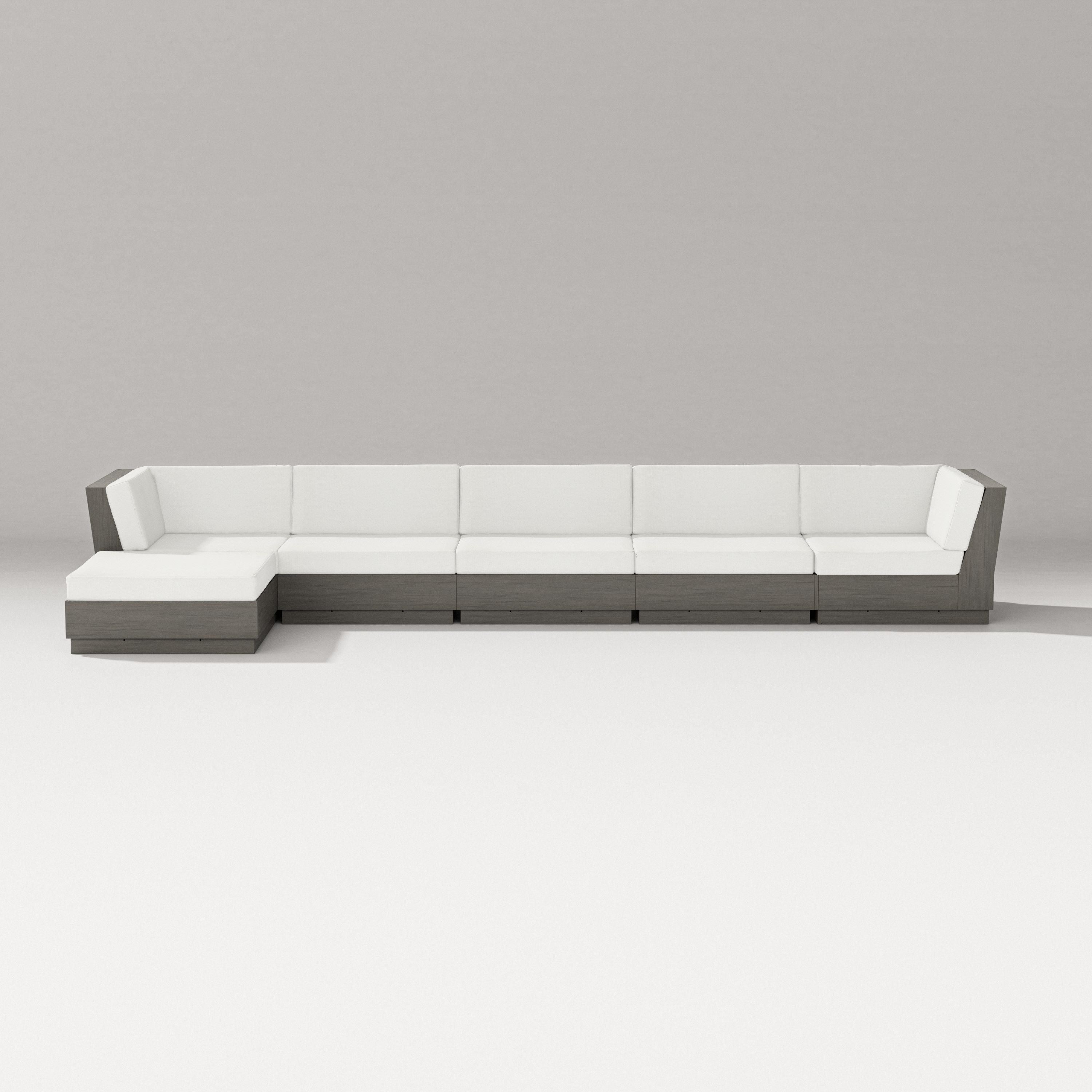 PW Designer Series Elevate 6-Piece Chaise Sectional in Driftwood / Natural Linen