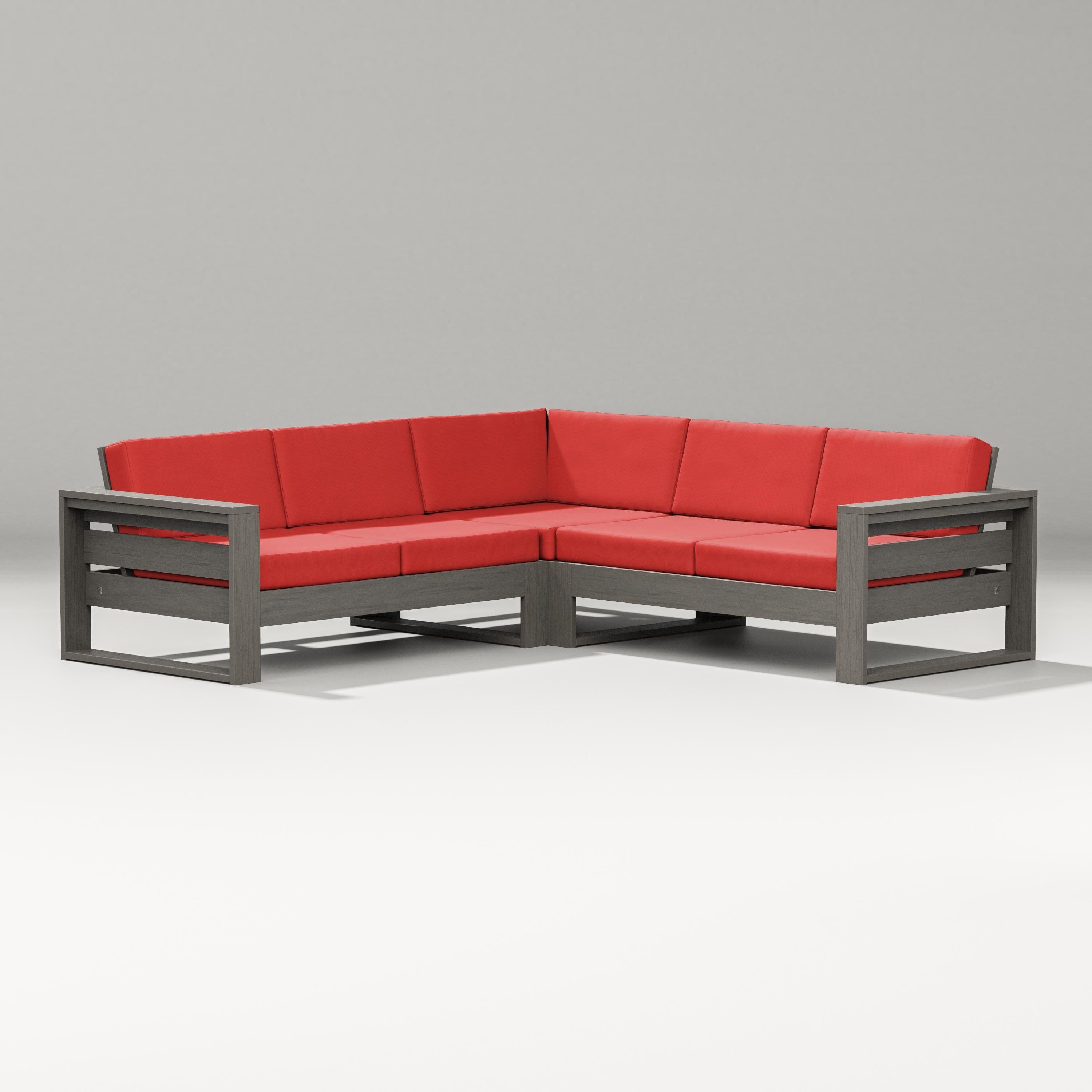 PW Designer Series Latitude Corner Sectional in Driftwood / Crimson Linen