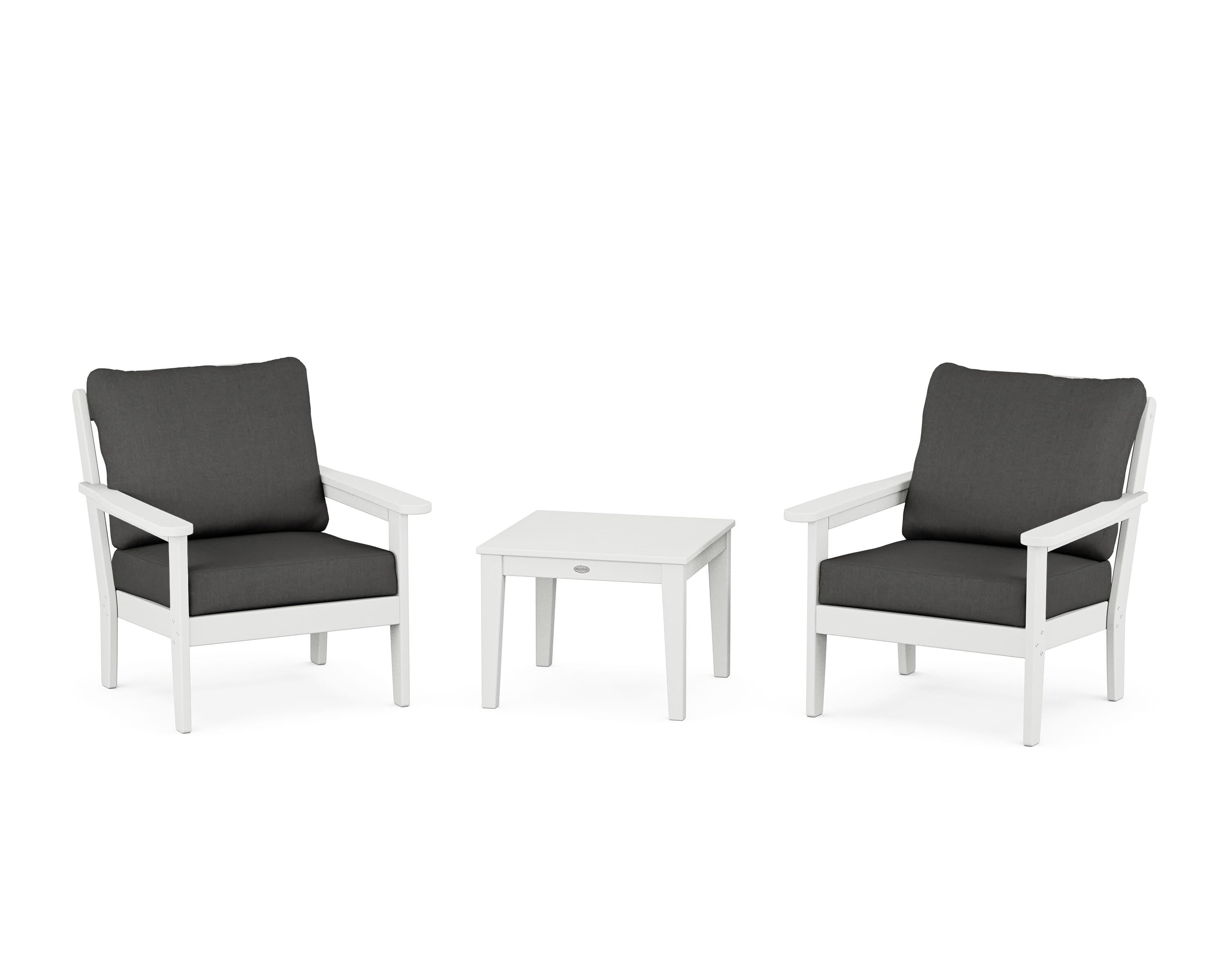 Country Living Cottage 3-Piece Deep Seating Set in White / Spectrum Carbon