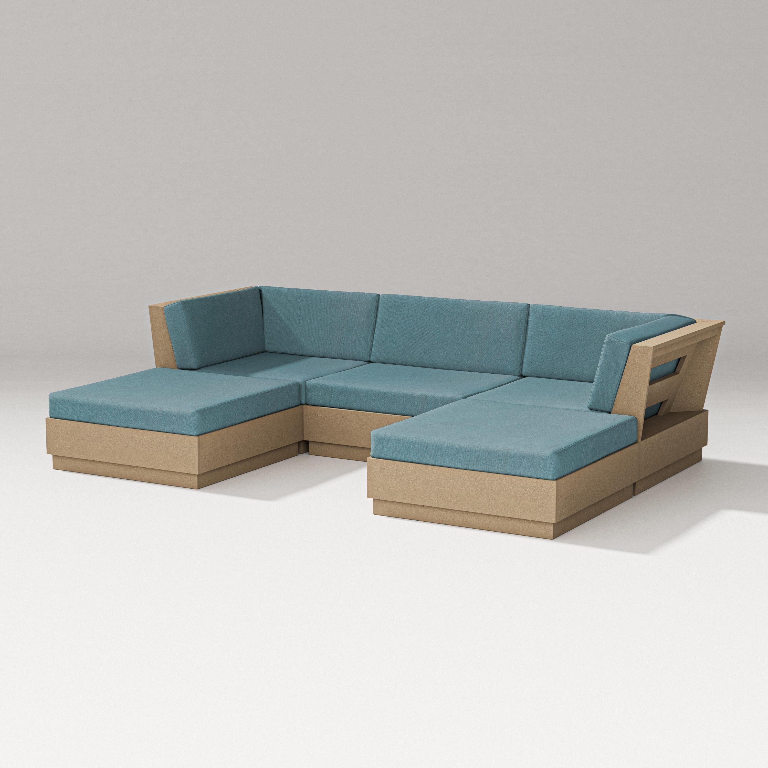 PW Designer Series Elevate Double Chaise Sectional in Vintage Sahara / Ocean Teal