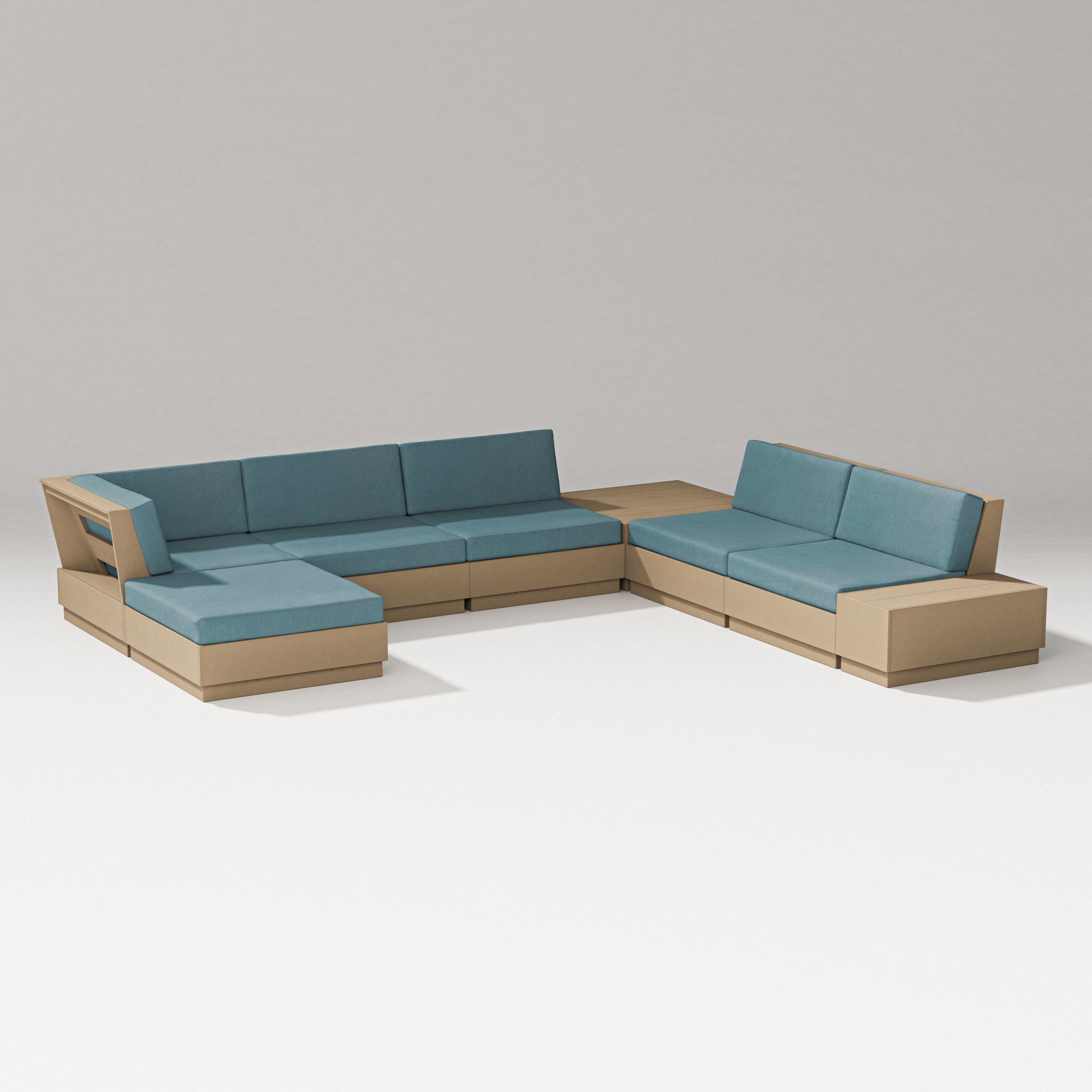 PW Designer Series Elevate 8-Piece Corner Sectional in Vintage Sahara / Ocean Teal