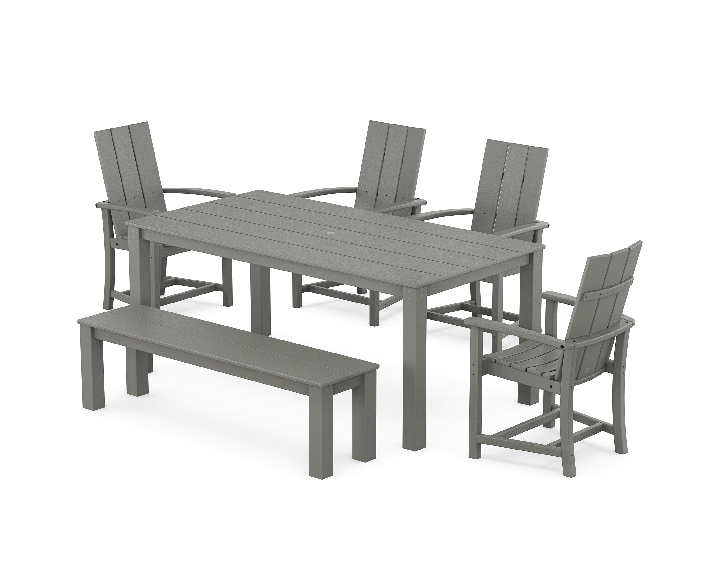 POLYWOOD® Modern Adirondack 6-Piece Parsons Dining Set with Bench in Slate Grey