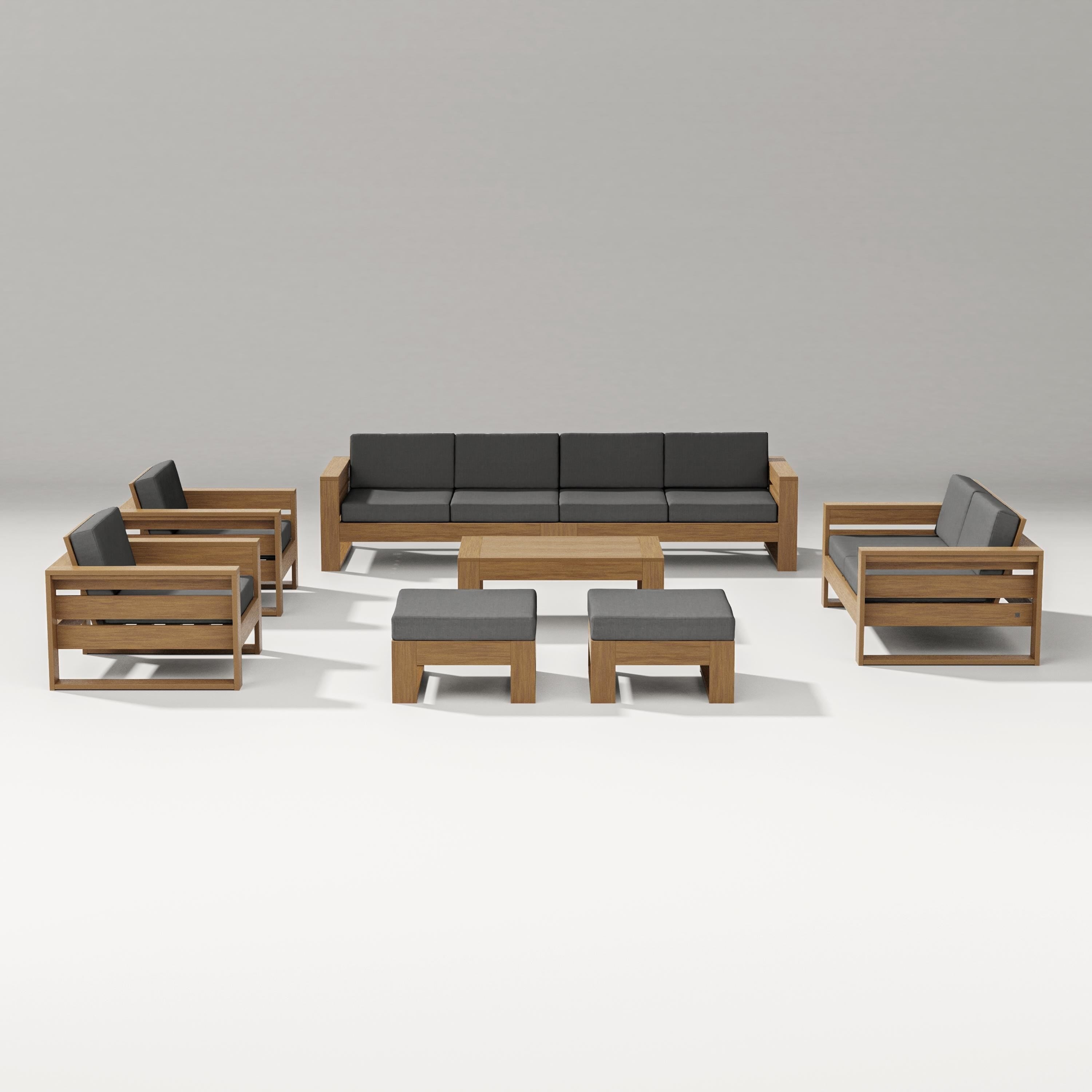 PW Designer Series Latitude 8-Piece Lounge Sofa Set in Natural / Spectrum Carbon