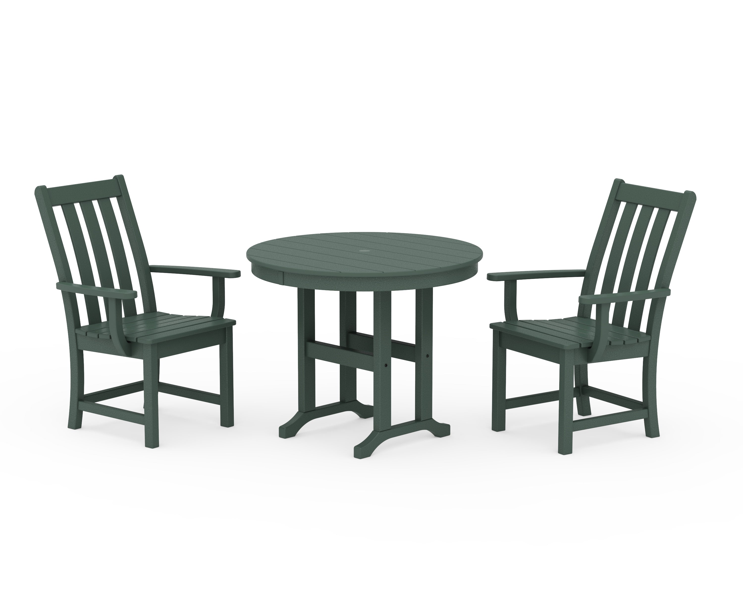 POLYWOOD Vineyard 3-Piece Round Dining Set in Green