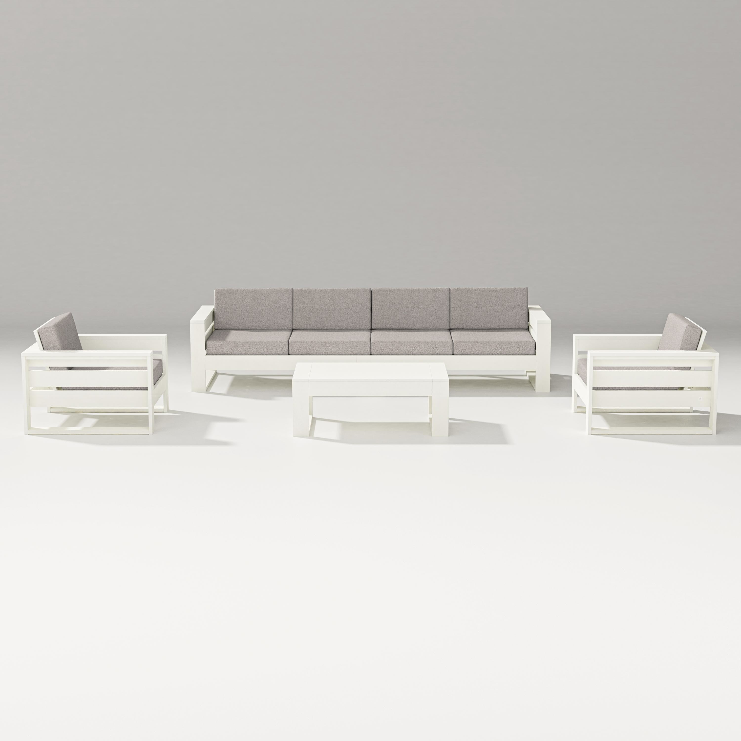 PW Designer Series Latitude 5-Piece Lounge Sofa Set in Vintage White / Weathered Tweed