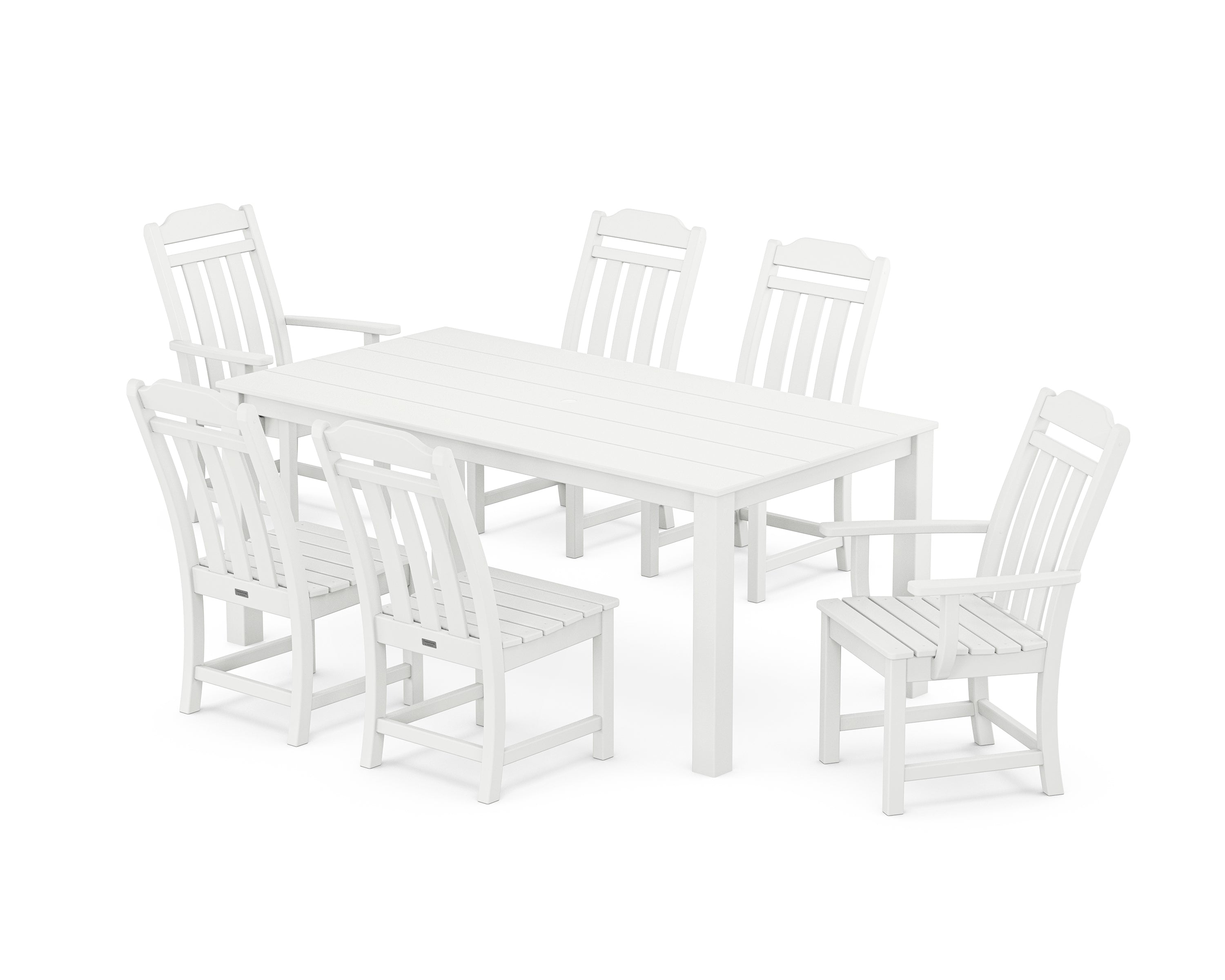 Polywood Country Living 7-Piece Parsons Dining Set in White