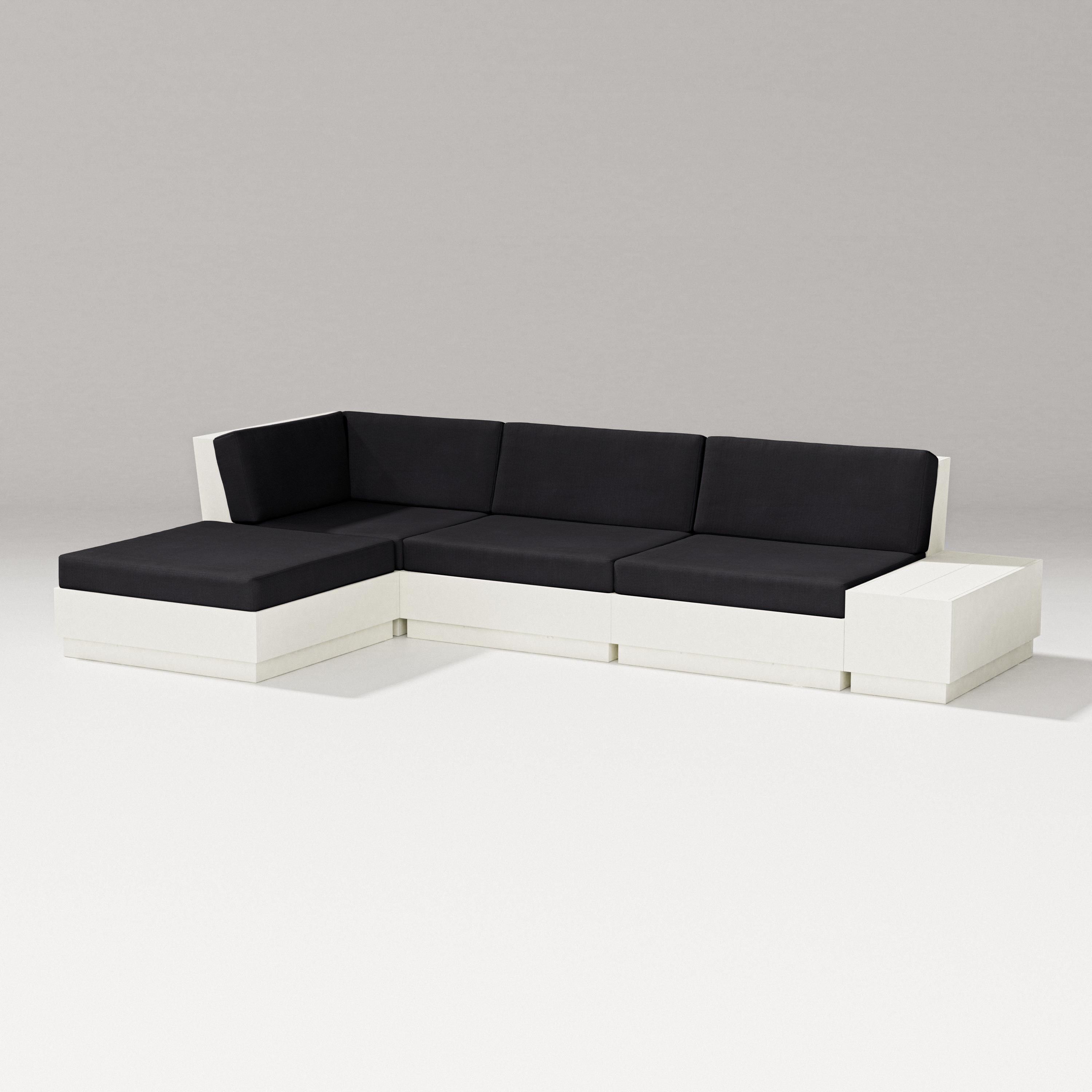 PW Designer Series Elevate Chaise Sectional in Vintage White / Midnight Linen