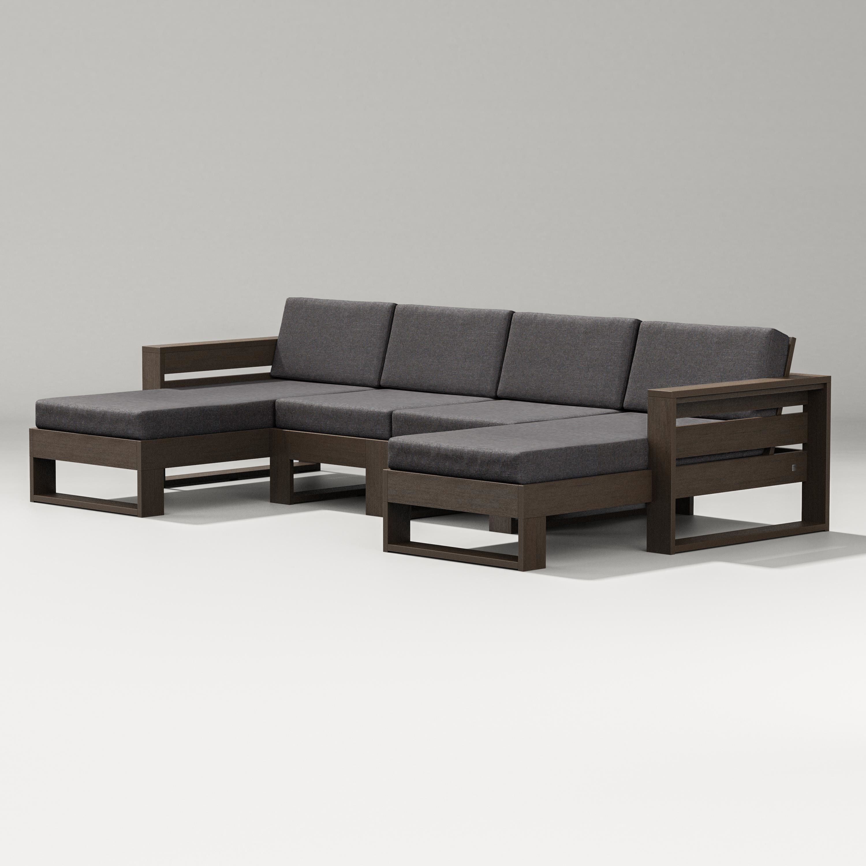 PW Designer Series Latitude Double Chaise Sectional in Kona / Ash Charcoal