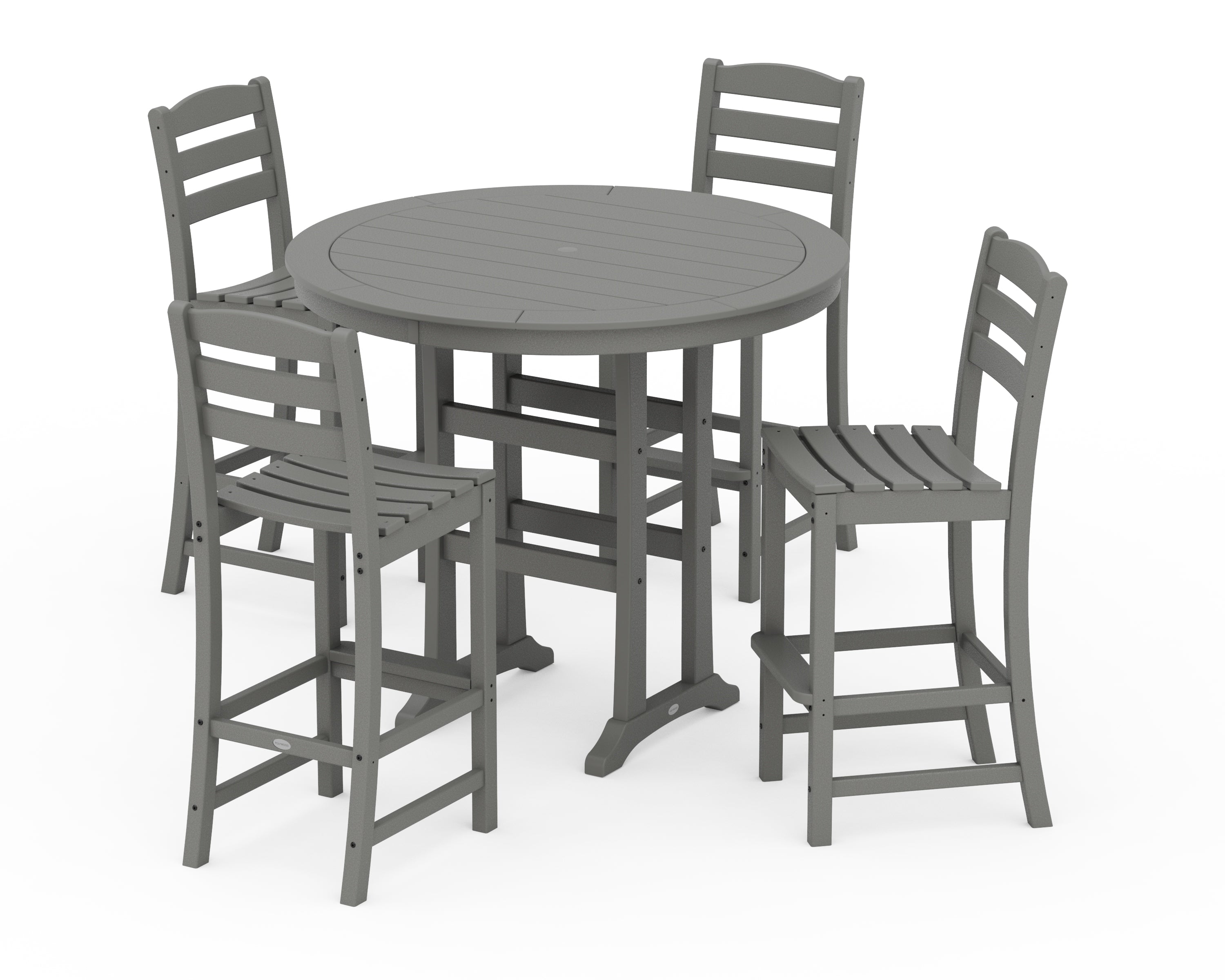 POLYWOOD La Casa Café 5-Piece Side Chair Bar Dining Set in Slate Grey