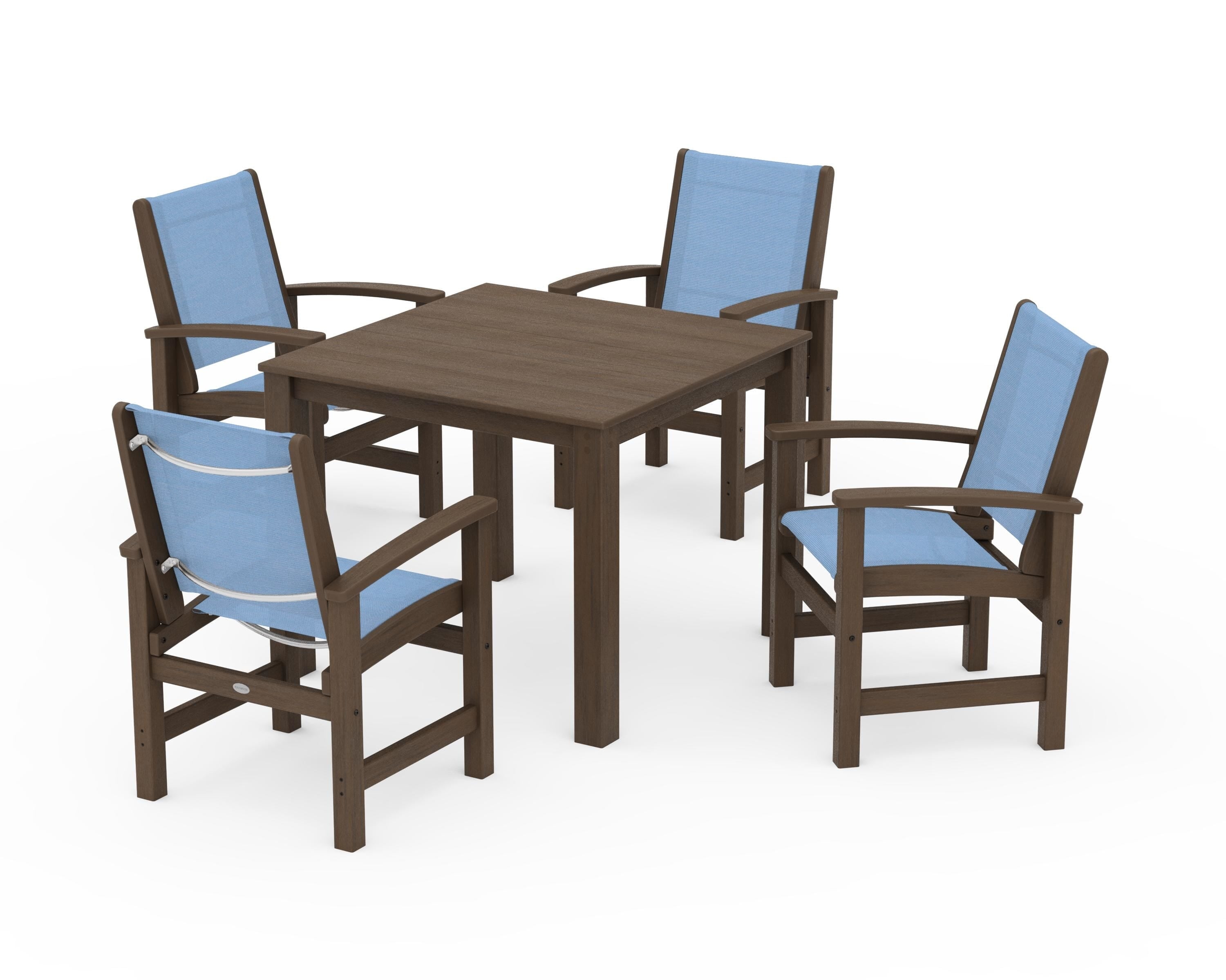 POLYWOOD Coastal 5-Piece Parsons Dining Set in Kona / Poolside Sling
