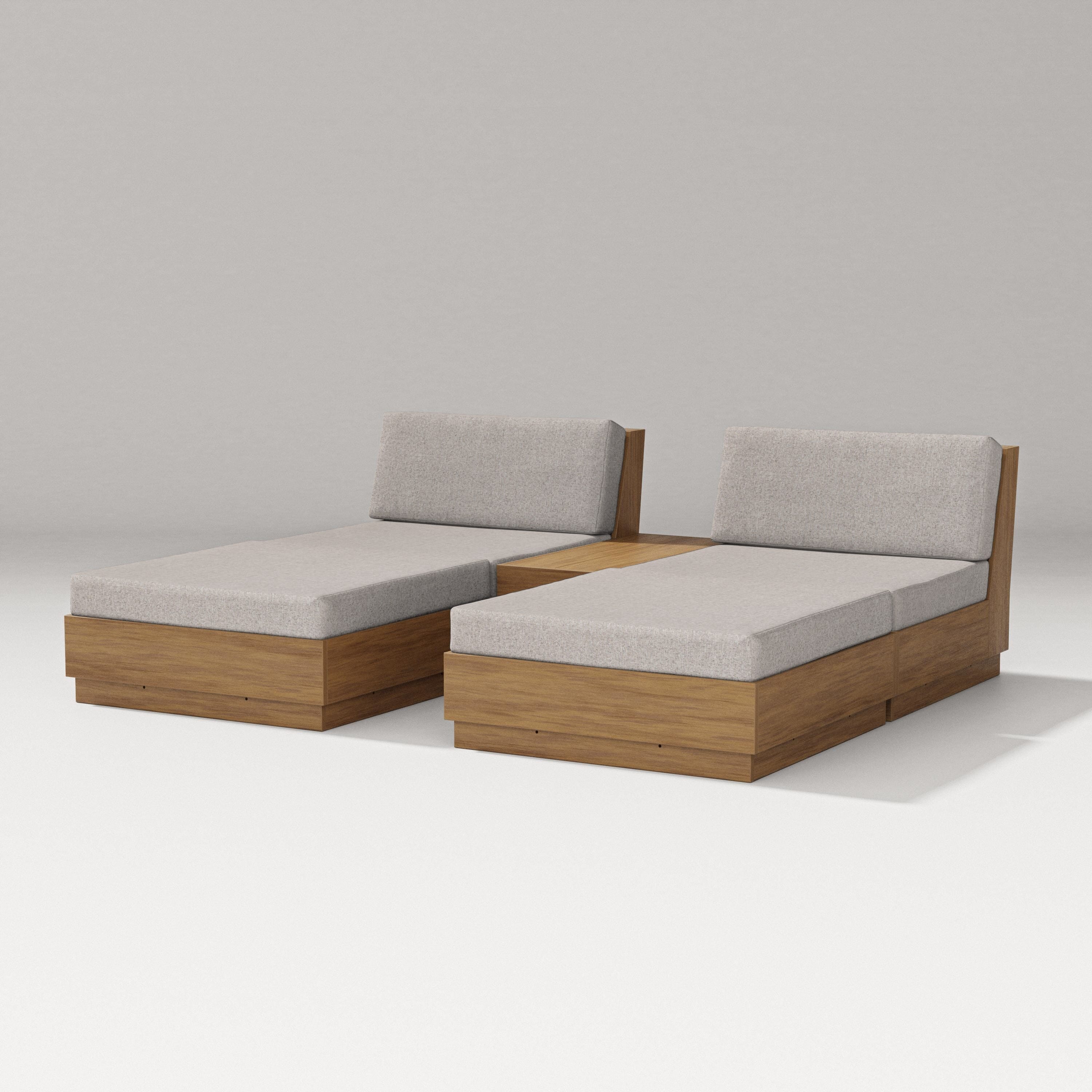 PW Designer Series Elevate Double Chaise Set in Natural / Weathered Tweed