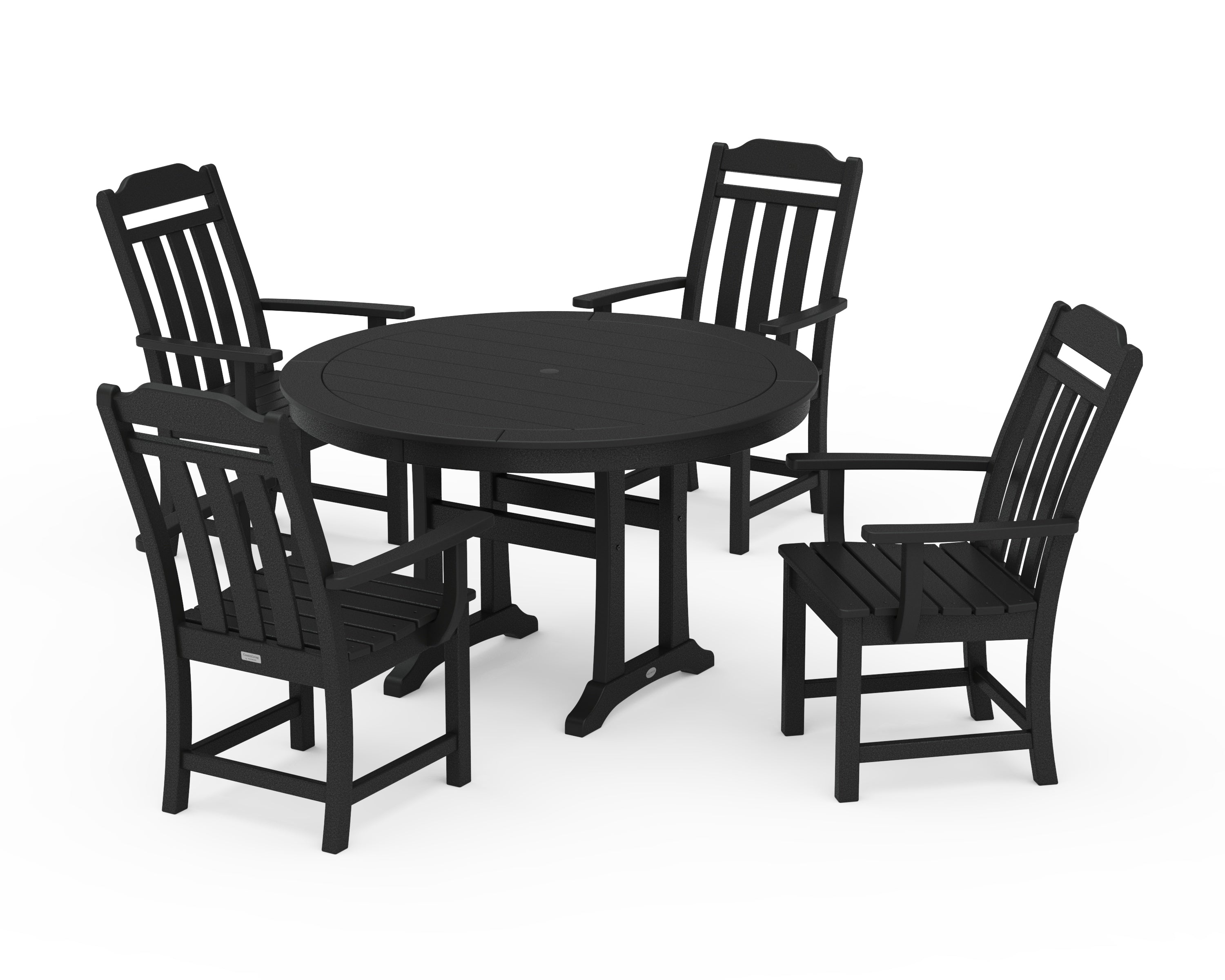 Country Living Cottage 5-Piece Round Dining Set with Trestle Legs in Black