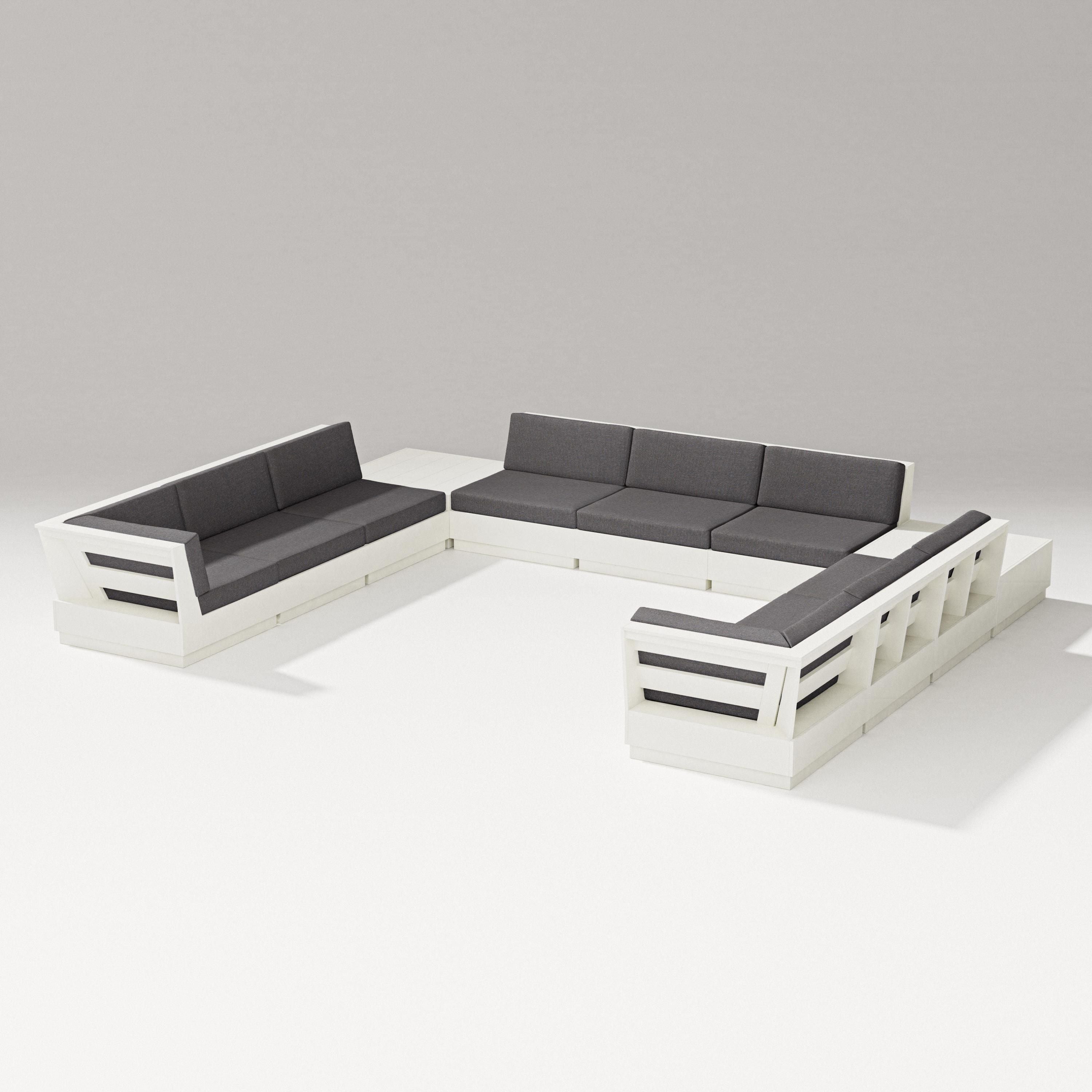 PW Designer Series Elevate 11-Piece U-Shaped Sofa Sectional in Vintage White / Ash Charcoal
