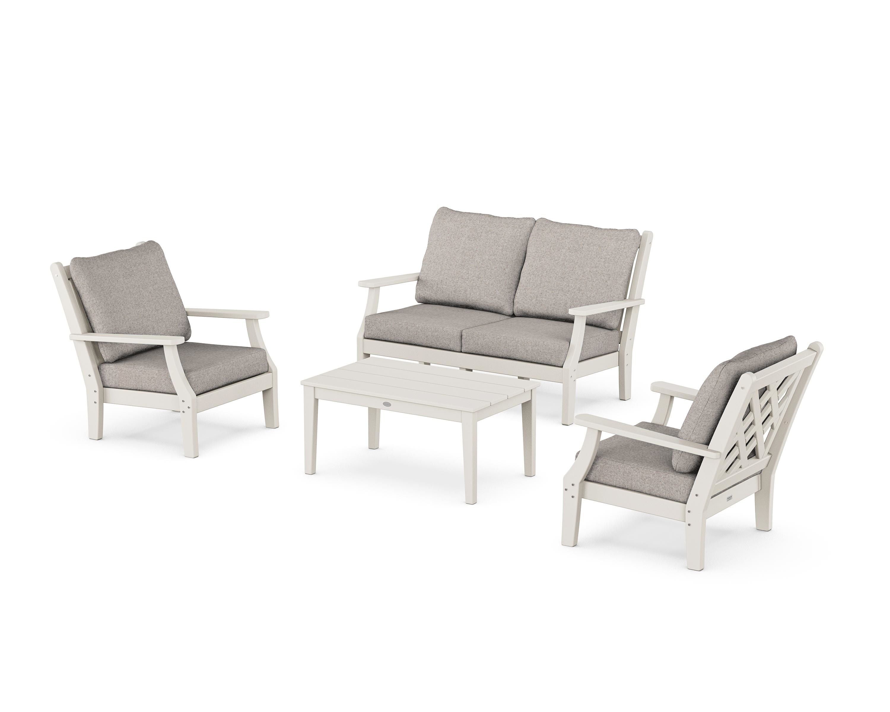 Country Living Wovendale 4-Piece Deep Seating Set with Loveseat in Sand / Weathered Tweed