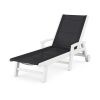 POLYWOOD Coastal Chaise with Wheels in White / Black Sling