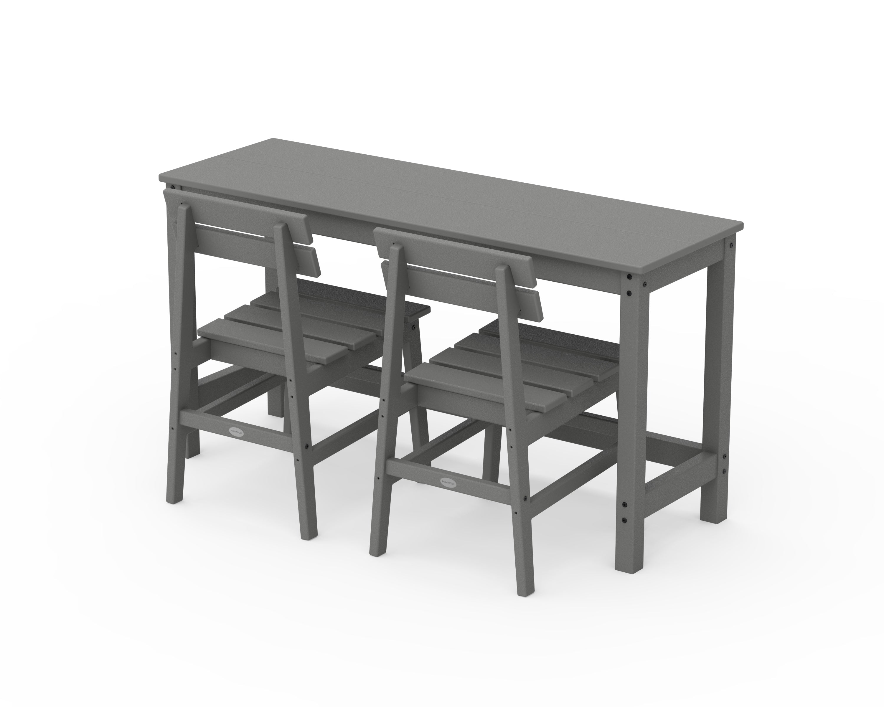 POLYWOOD Modern Studio Plaza Chair 3-Piece Balcony Set in Slate Grey