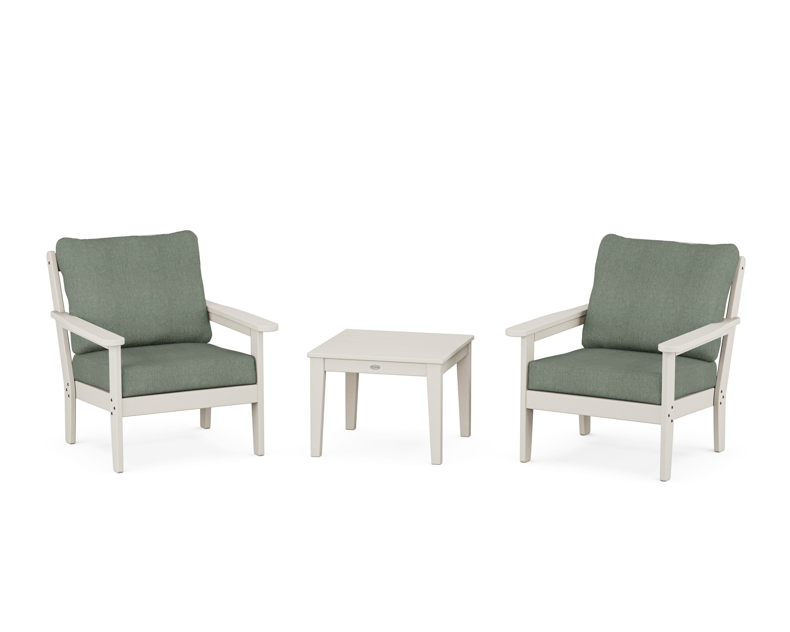Country Living Cottage 3-Piece Deep Seating Set in Sand / Cast Sage