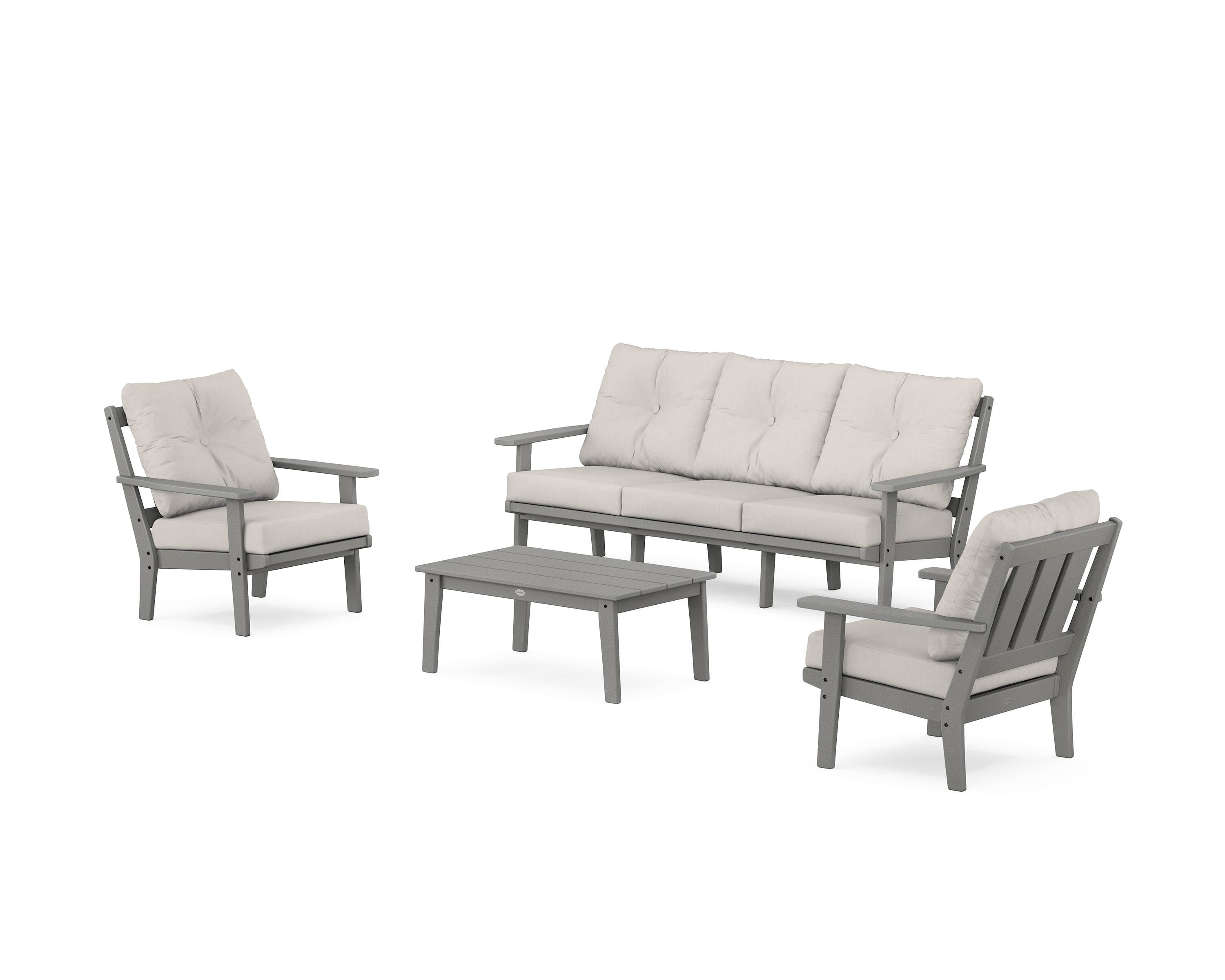 POLYWOOD Oxford 4-Piece Deep Seating Set with Sofa in Slate Grey / Cast Ash