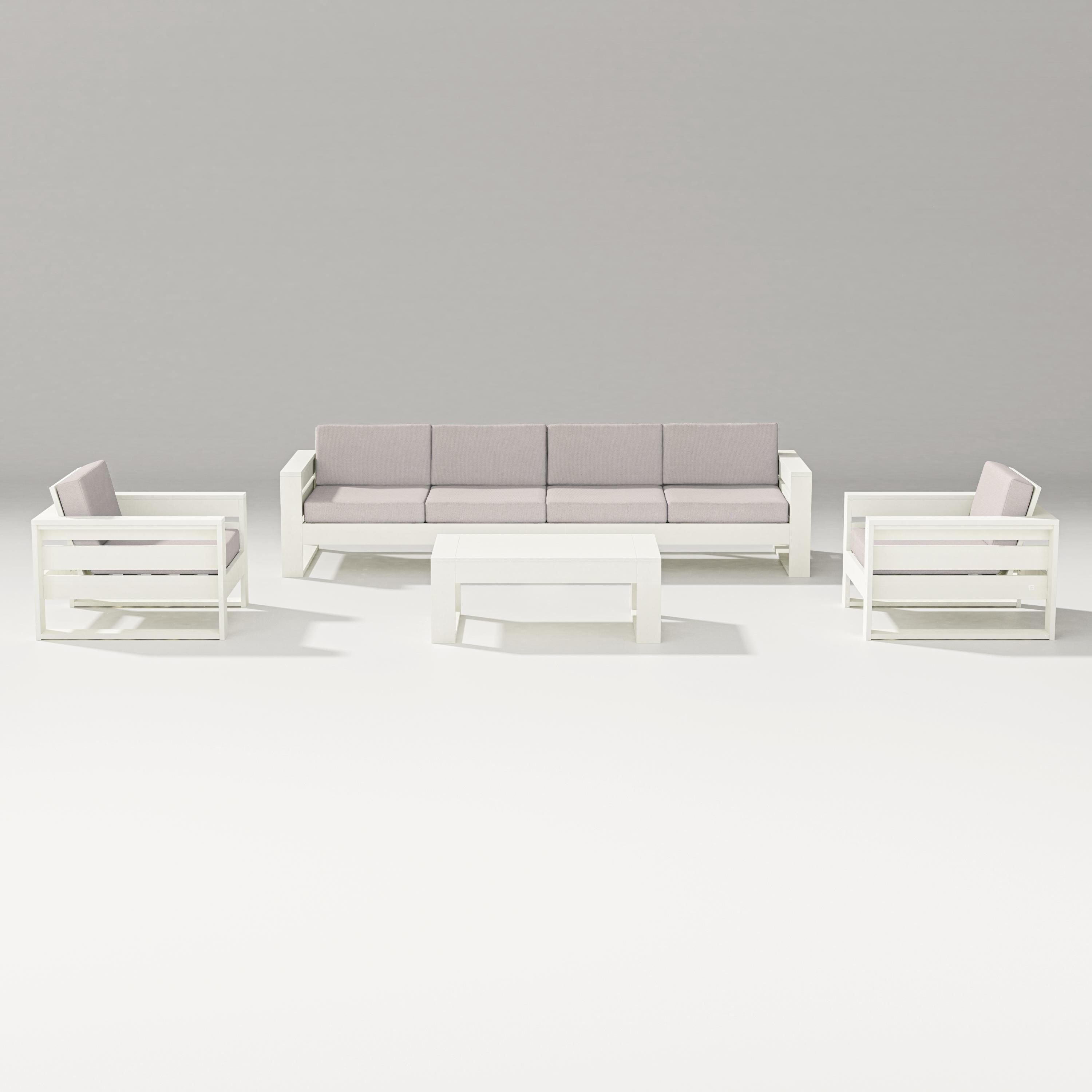 PW Designer Series Latitude 5-Piece Lounge Sofa Set in Vintage White / Dune Burlap
