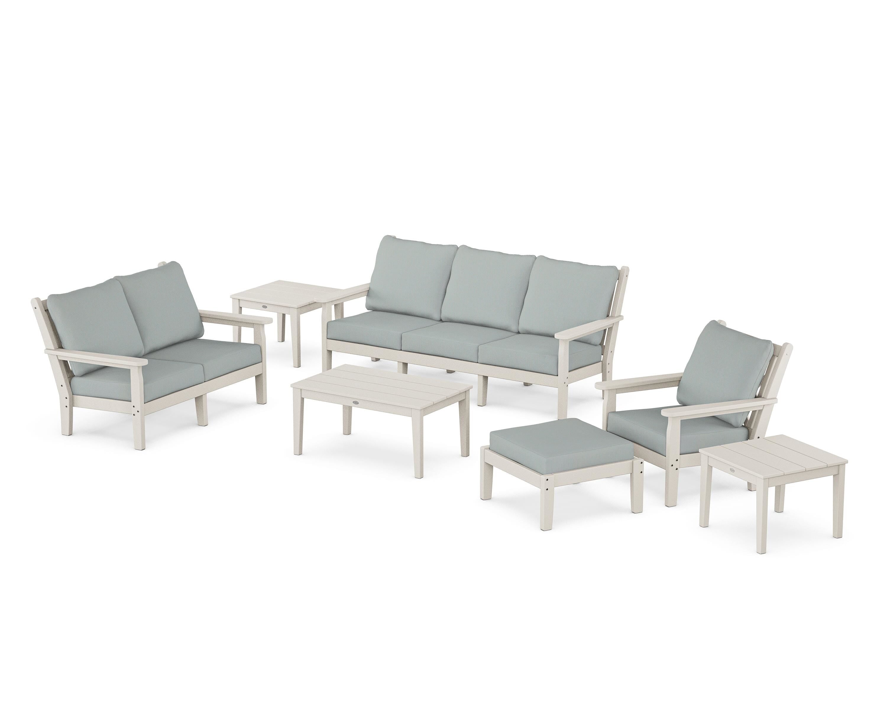 POLYWOOD Chippendale 7-Piece Deep Seating Set in Sand / Spa