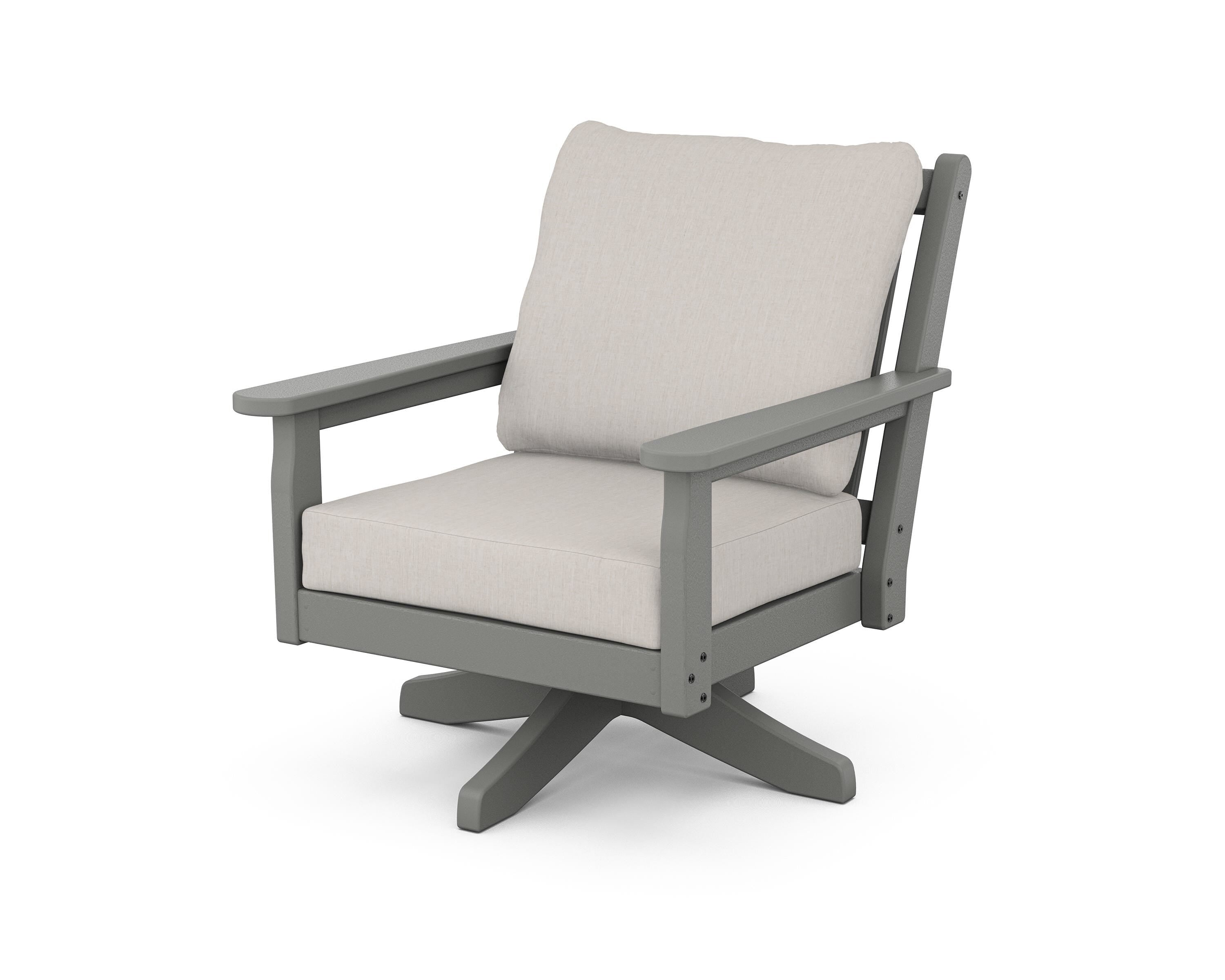 POLYWOOD Chippendale Deep Seating Swivel Chair in Slate Grey / Cast Ash
