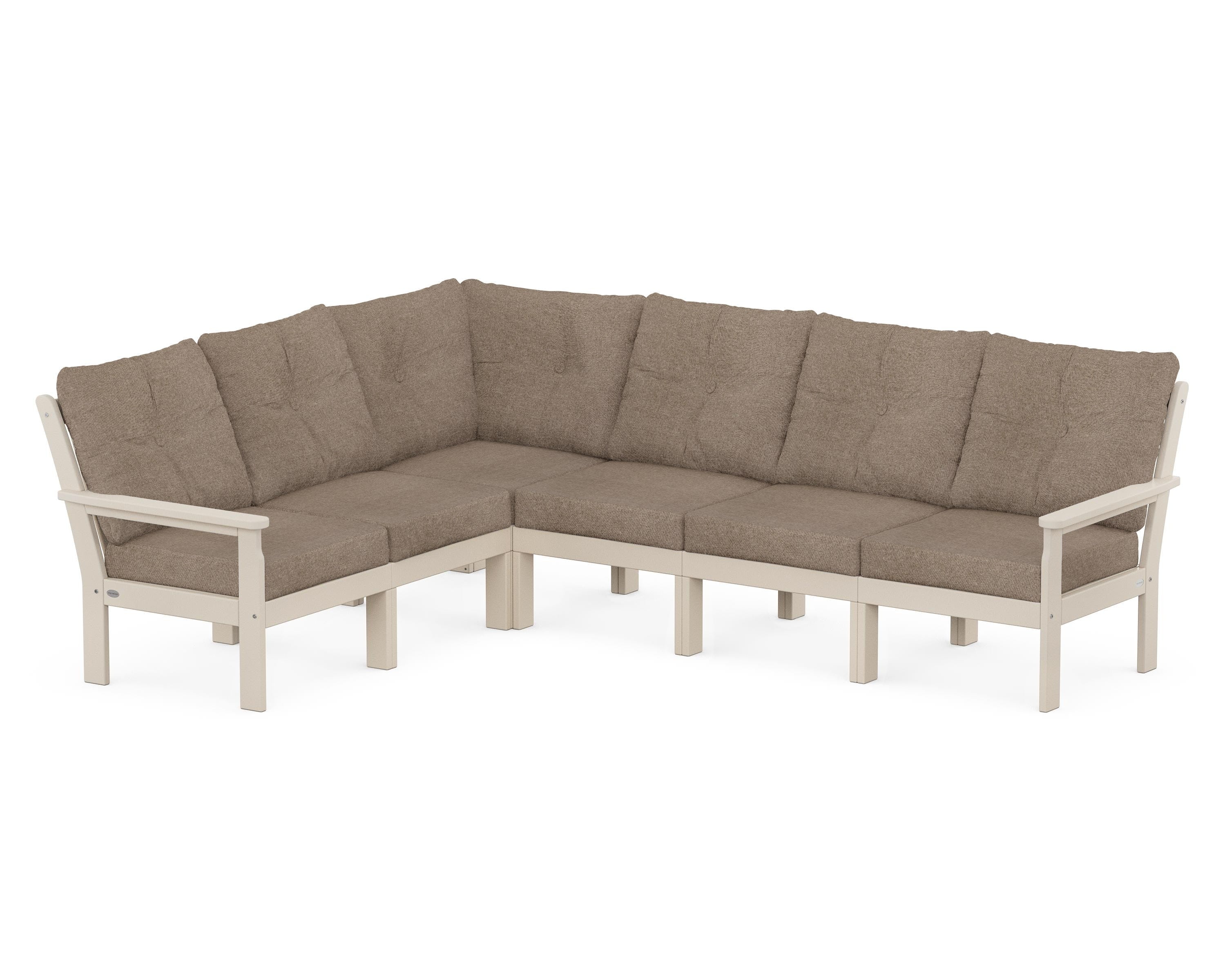POLYWOOD Vineyard 6-Piece Sectional in Sand / Spiced Burlap