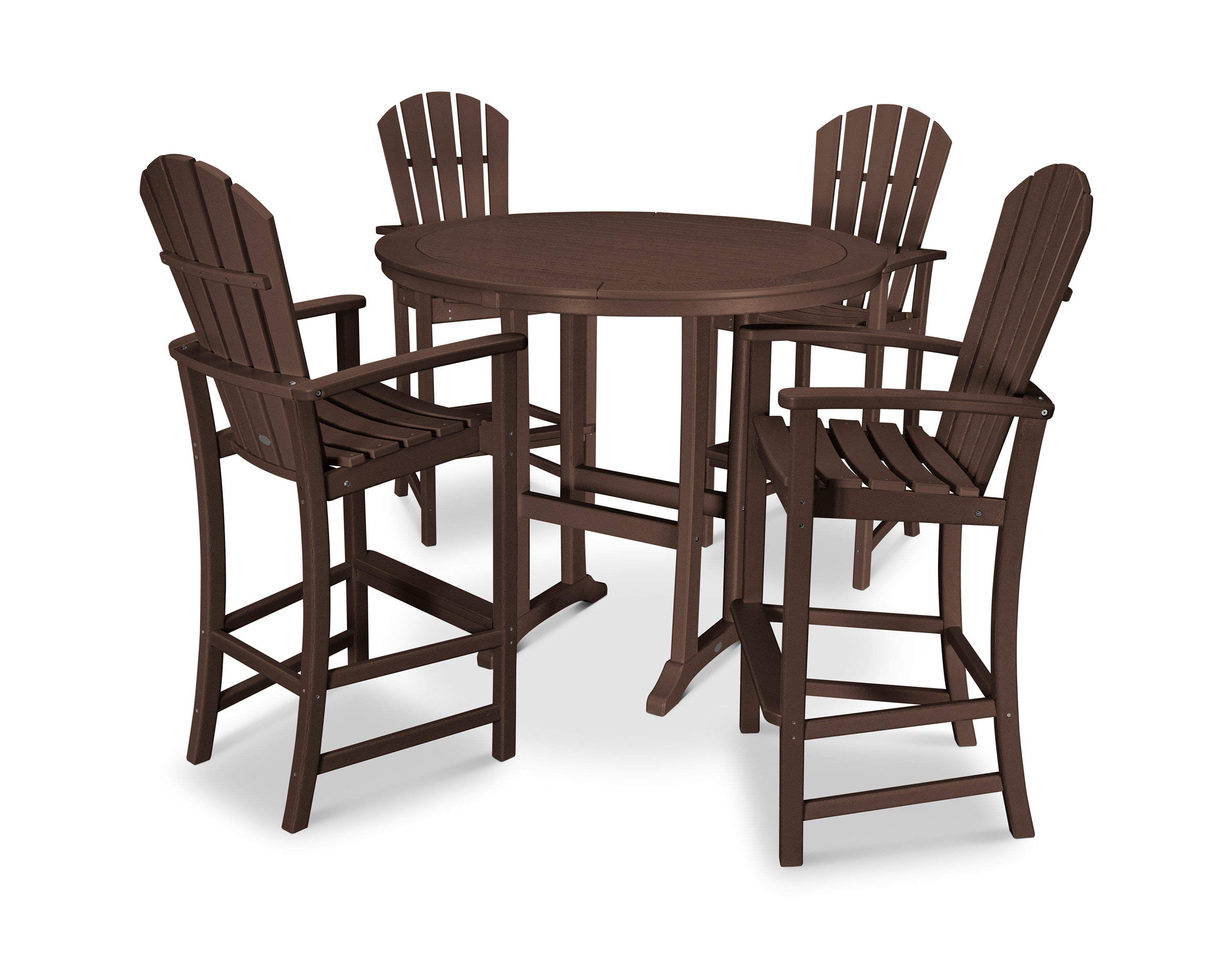 POLYWOOD® Palm Coast 5-Piece Round Bar Set in Mahogany