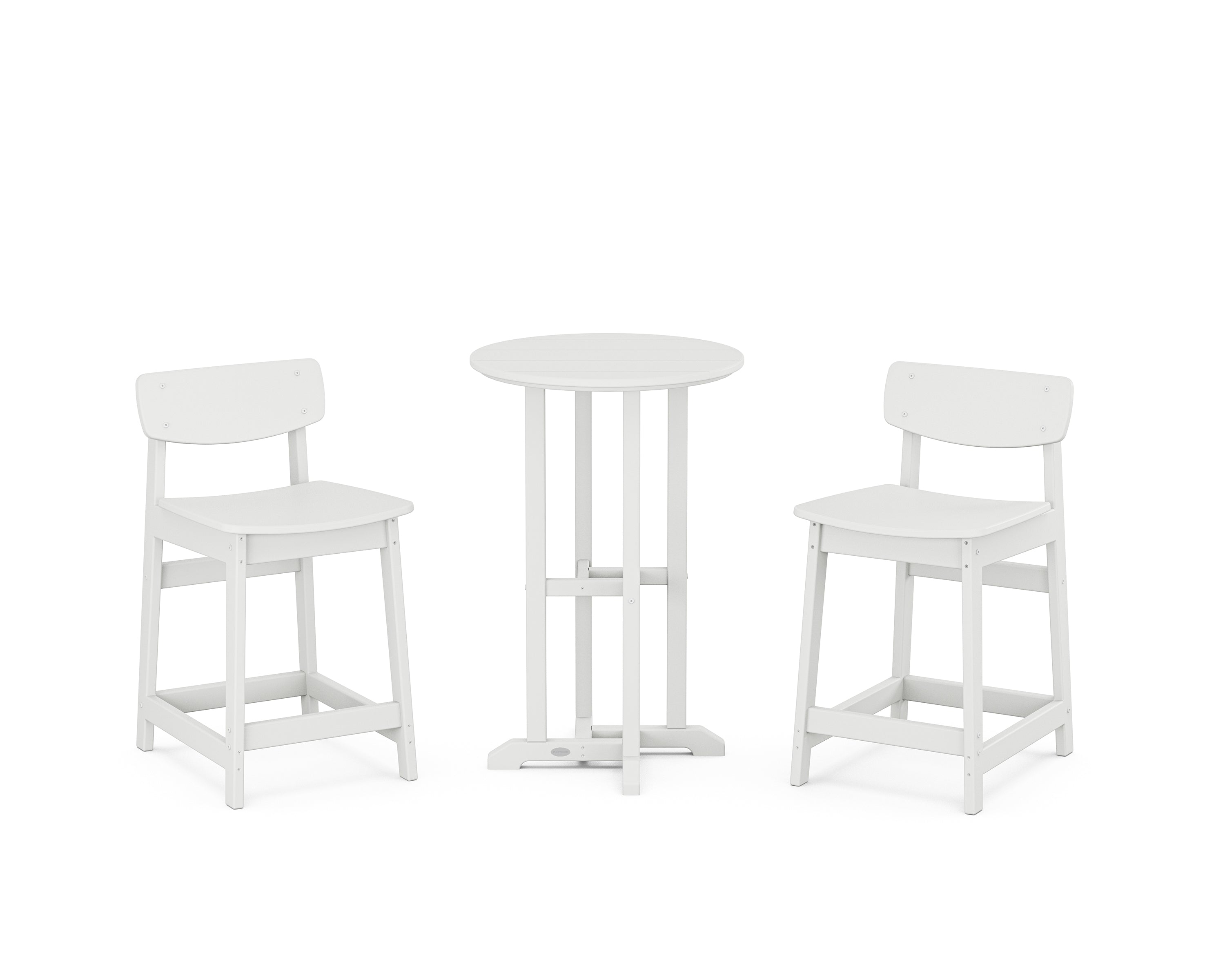 POLYWOOD Modern Studio Urban Lowback 3-Piece Bistro Counter Set in White
