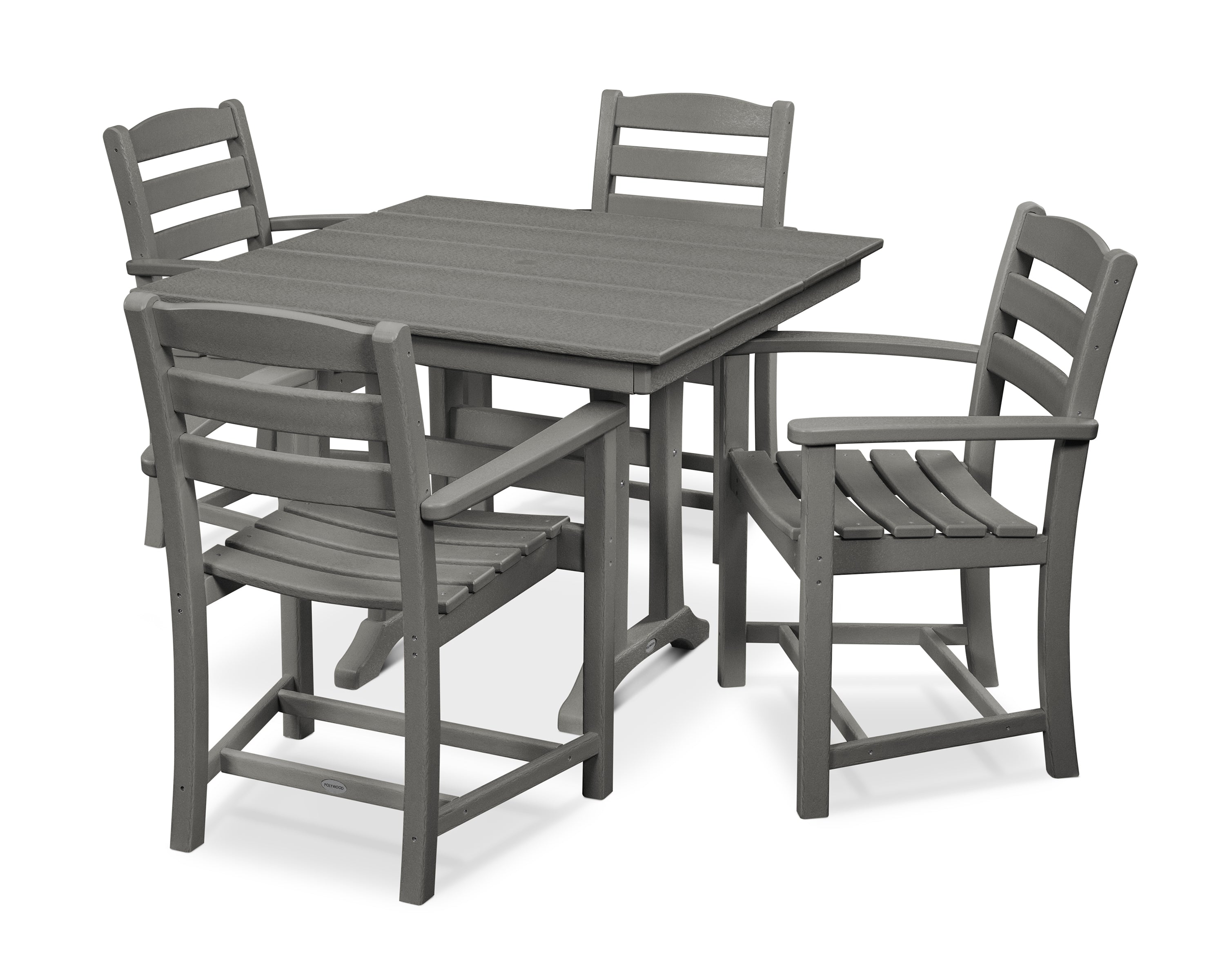POLYWOOD La Casa Café 5-Piece Farmhouse Trestle Arm Chair Dining Set in Slate Grey