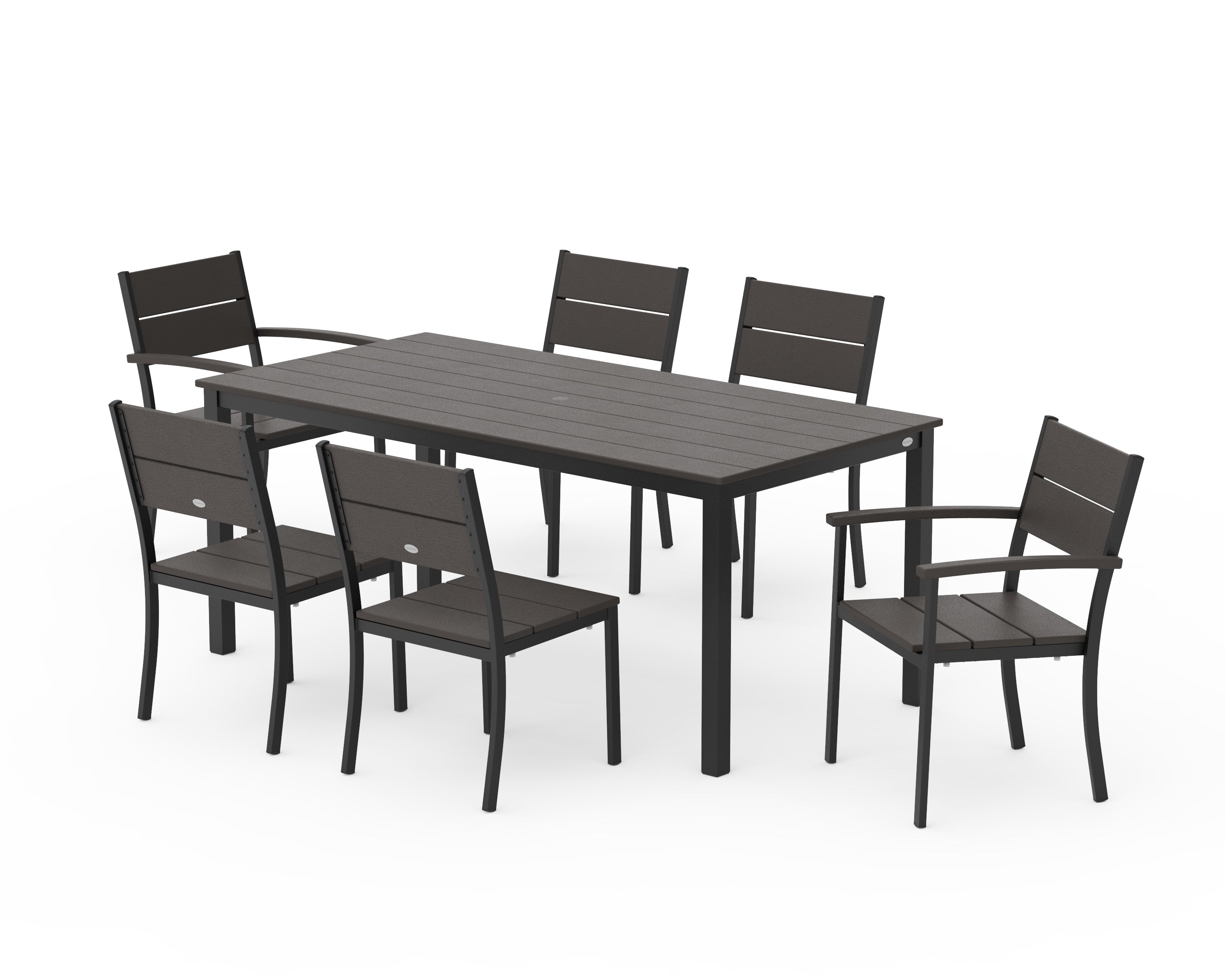 POLYWOOD Main Street 7-Piece Dining Set in Black / Vintage Coffee