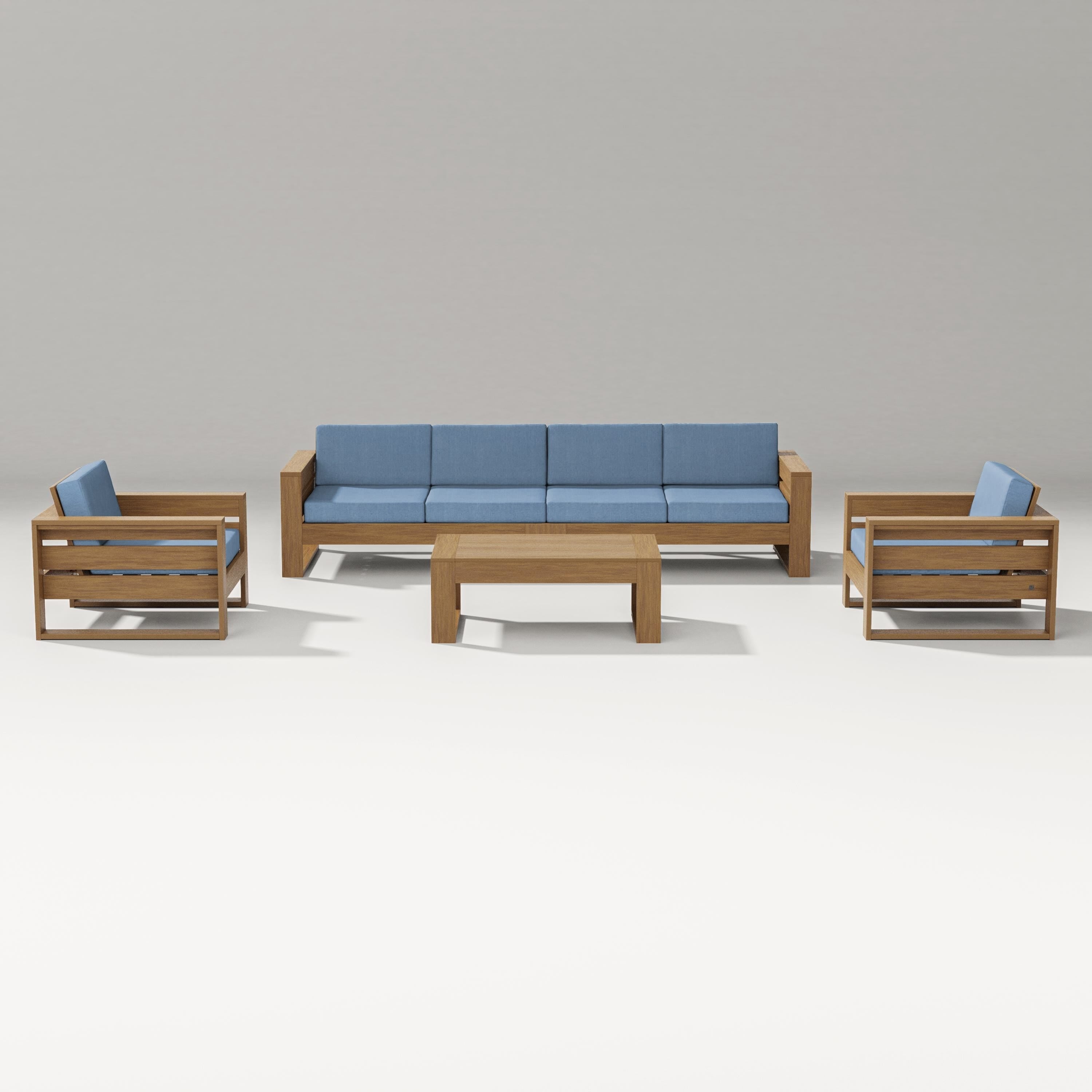 PW Designer Series Latitude 5-Piece Lounge Sofa Set in Natural / Sky Blue