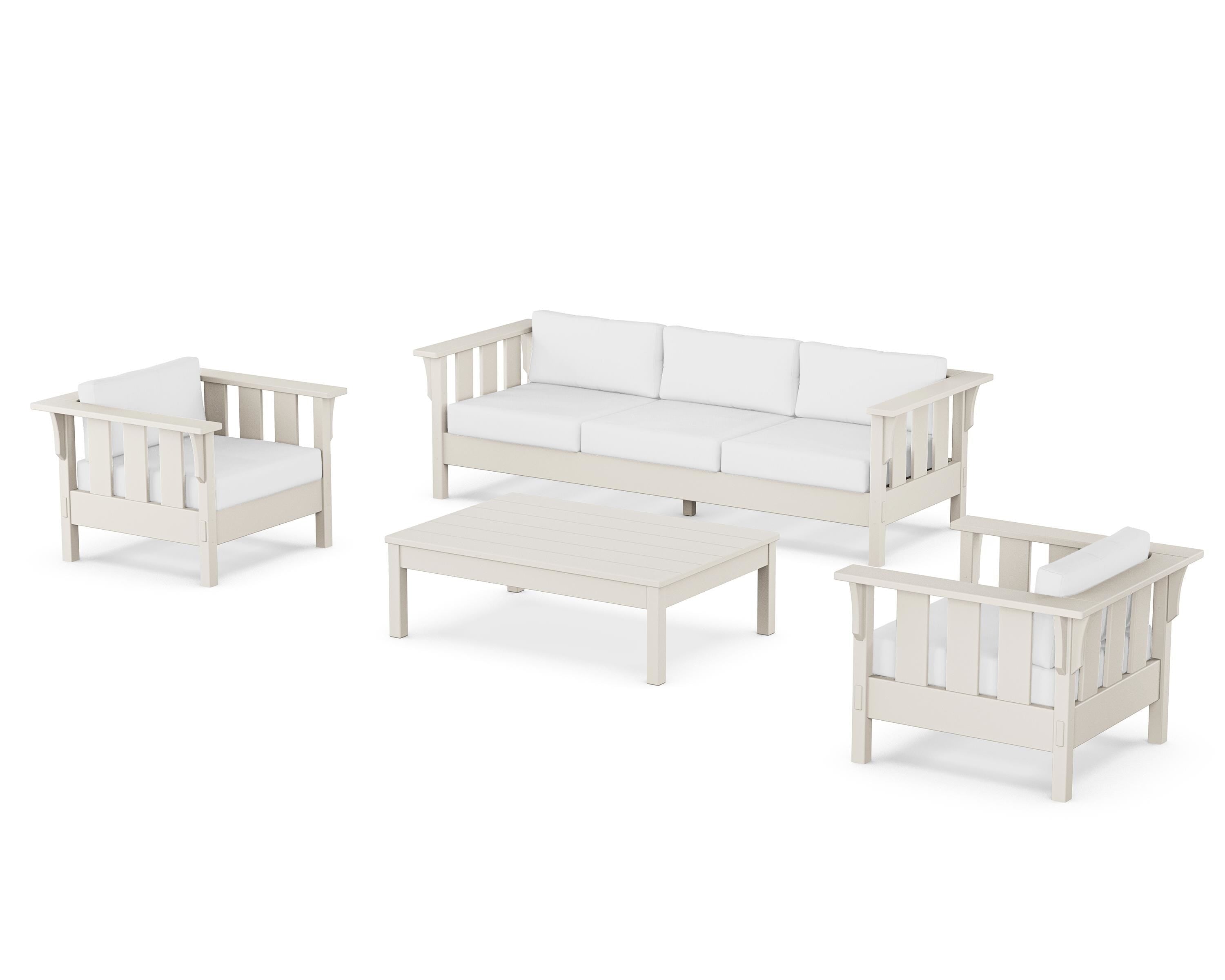 Martha Stewart by POLYWOOD Acadia 4-Piece Deep Seating Set with Sofa in Sand / Natural