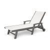 POLYWOOD Coastal Chaise with Wheels in Slate Grey / White Sling