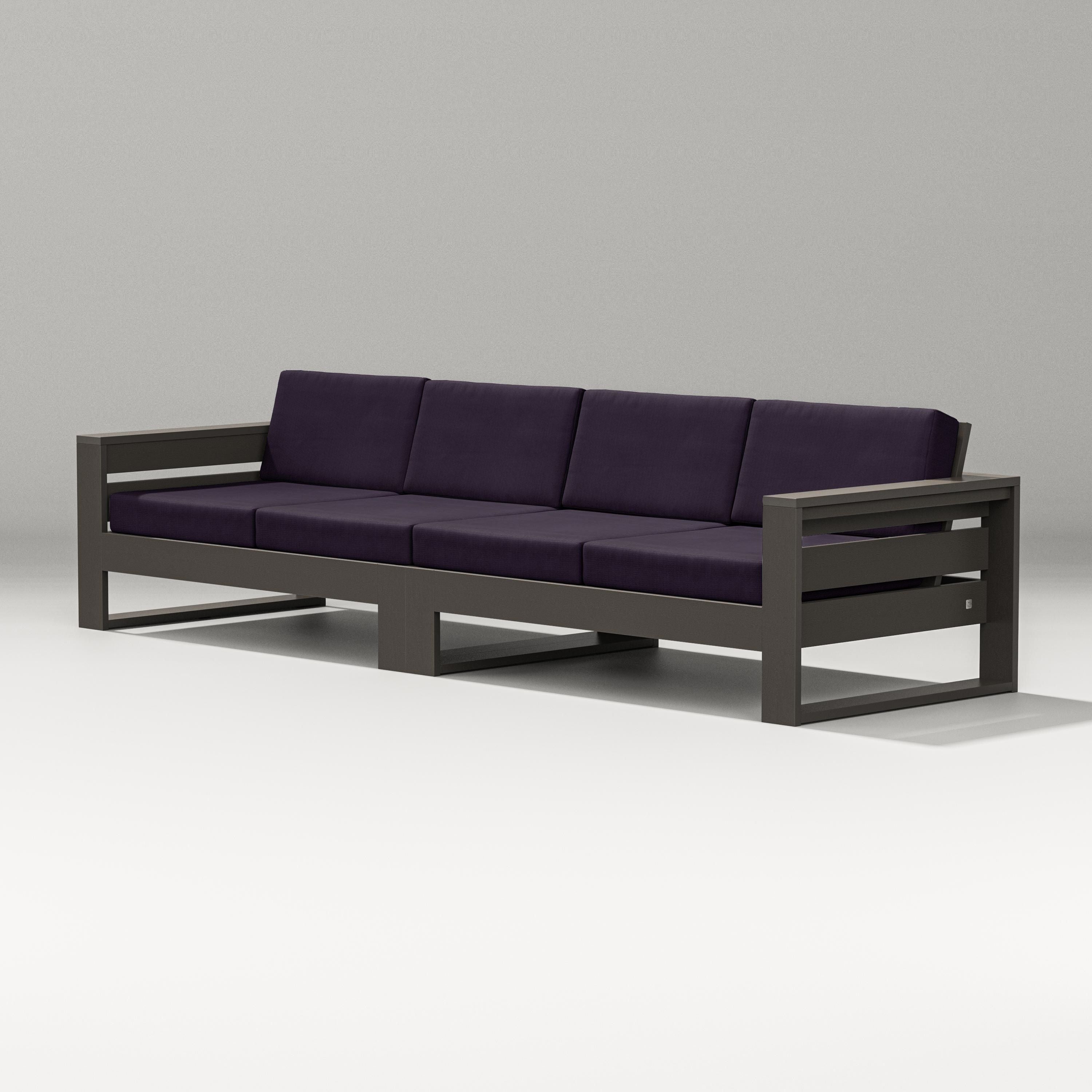 PW Designer Series Latitude Straight Sectional in Vintage Coffee / Navy Linen