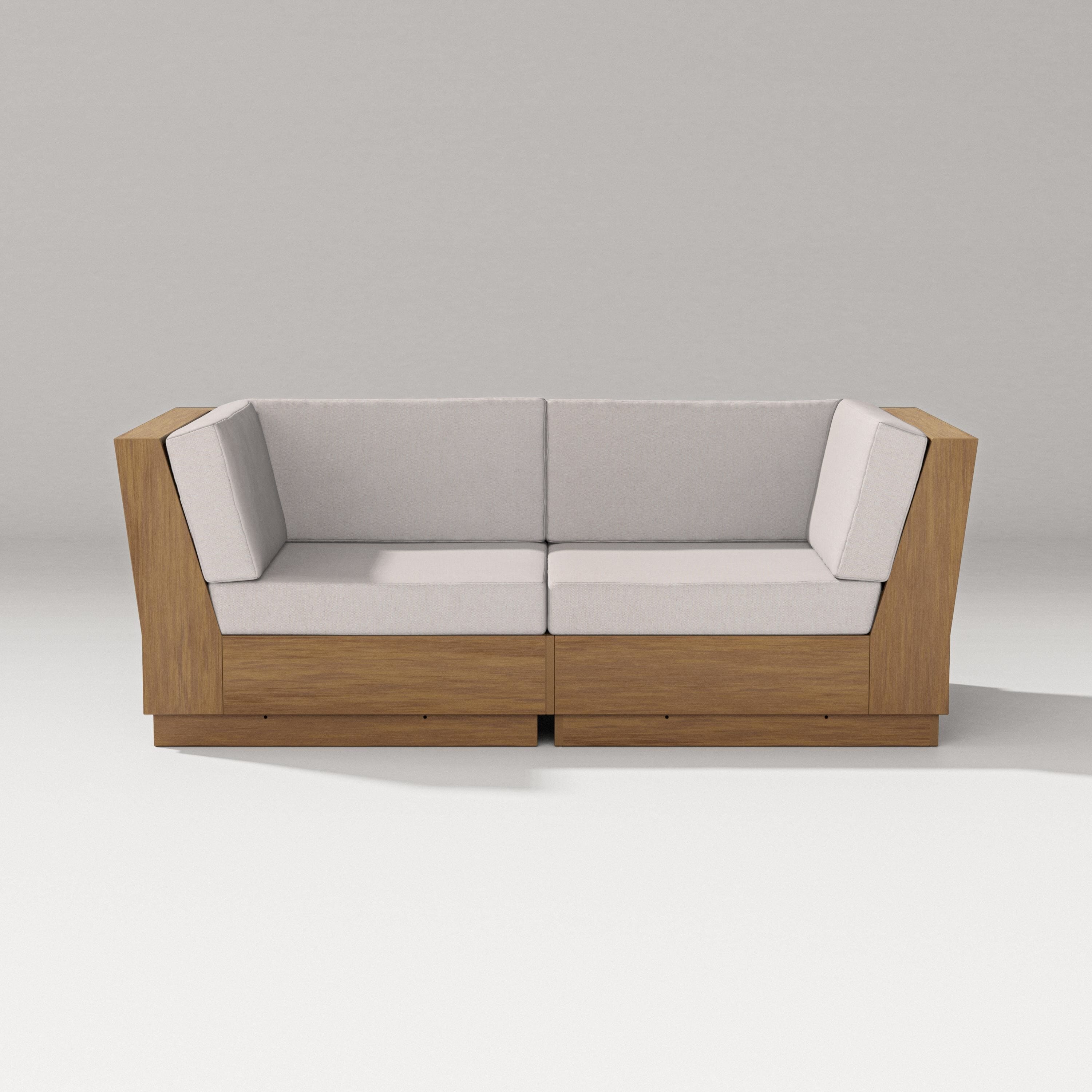 PW Designer Series Elevate Loveseat Sectional in Natural / Dune Burlap