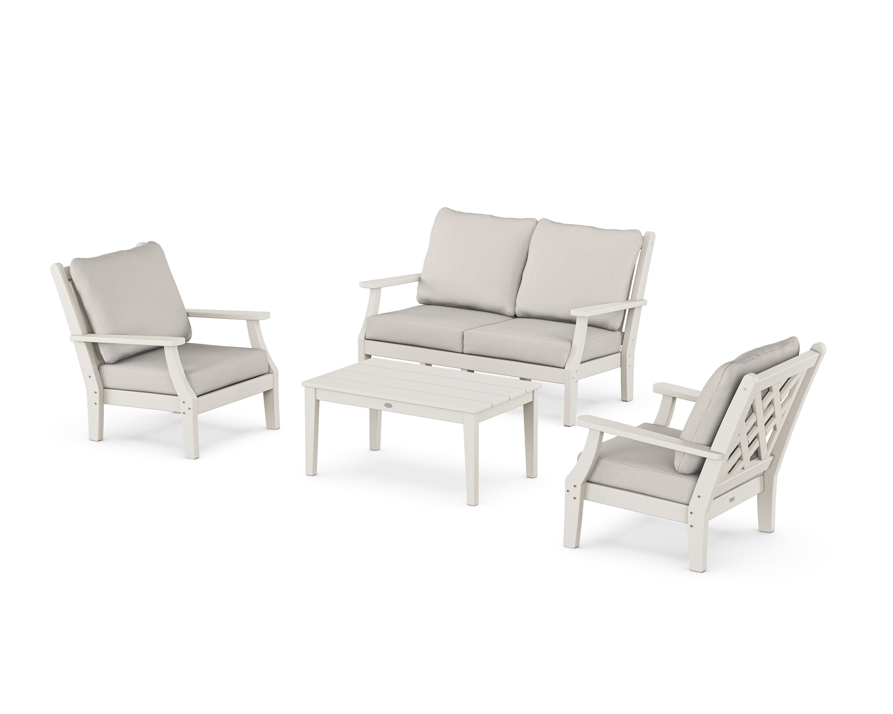 Country Living Wovendale 4-Piece Deep Seating Set with Loveseat in Sand / Cast Ash