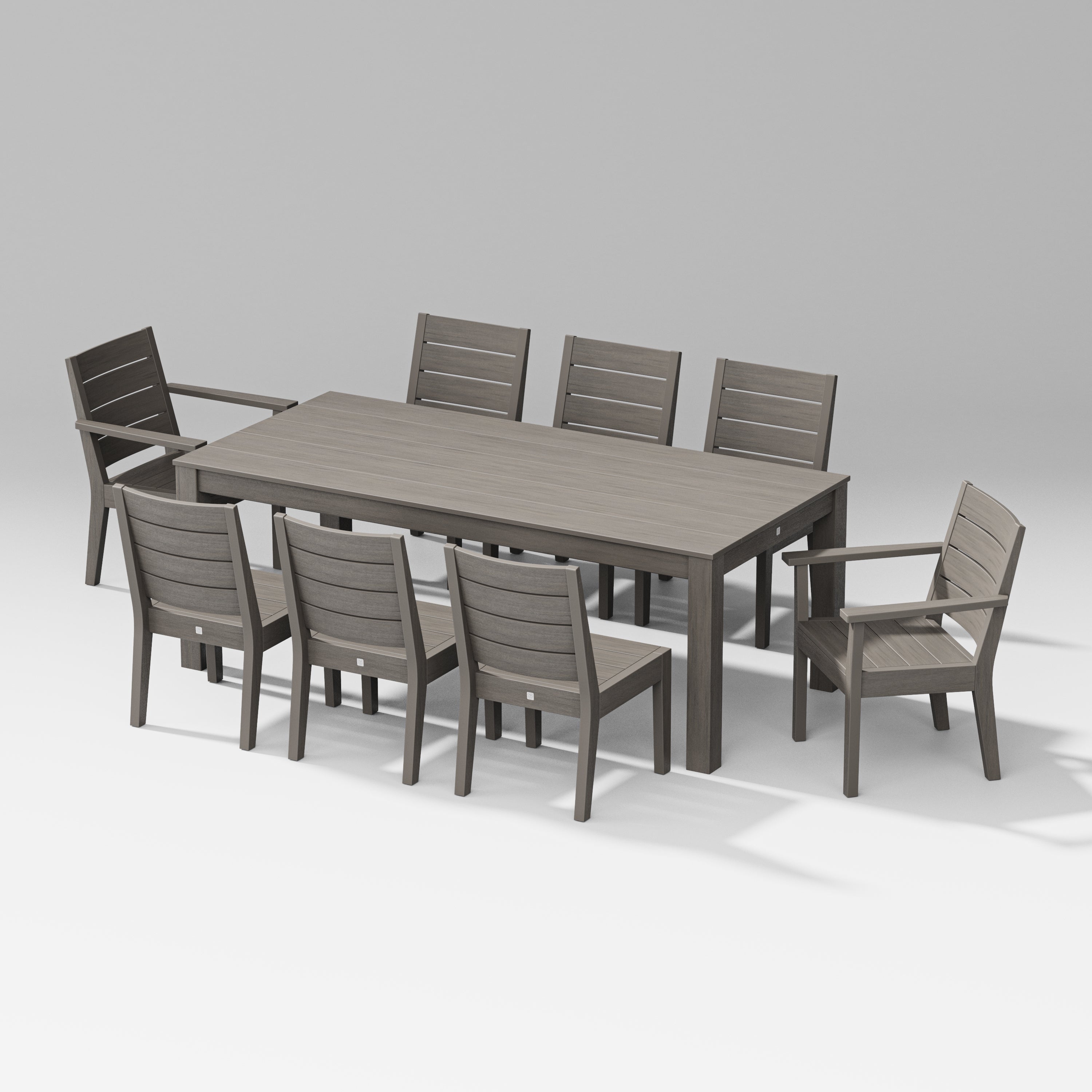 POLYWOOD Latitude 9-Piece Parsons Table Dining Set in Driftwood