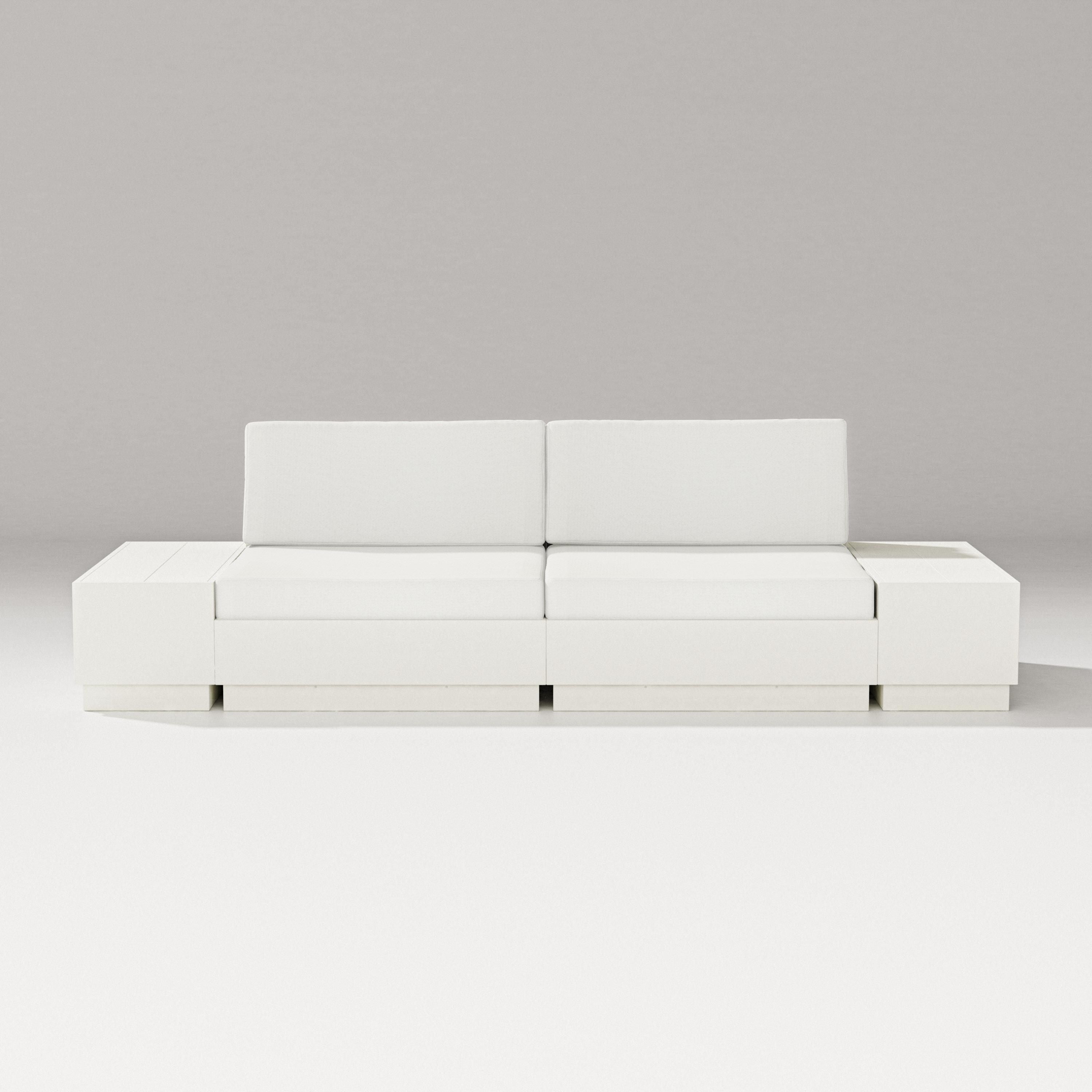 PW Designer Series Elevate 4-Piece Loveseat Sectional in Vintage White / Natural Linen