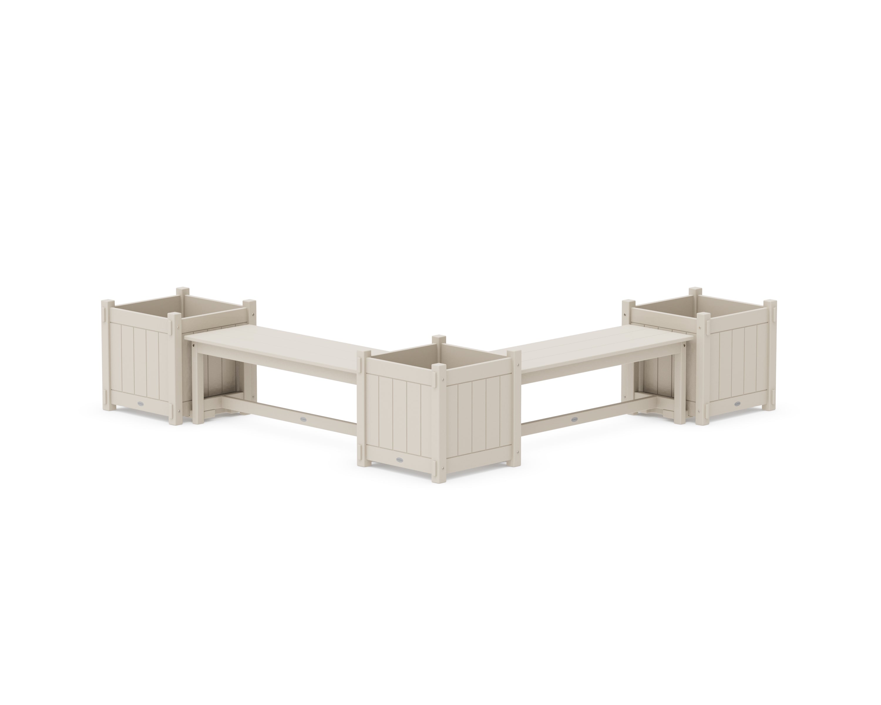 POLYWOOD 48" Vineyard L- Shaped Planter Bench Corner Set - Large in Sand
