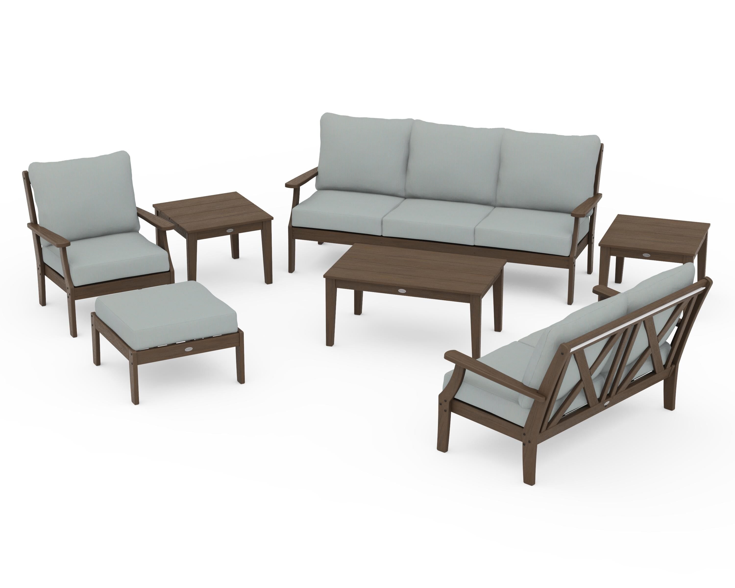 POLYWOOD Braxton 7-Piece Deep Seating Set in Kona / Spa
