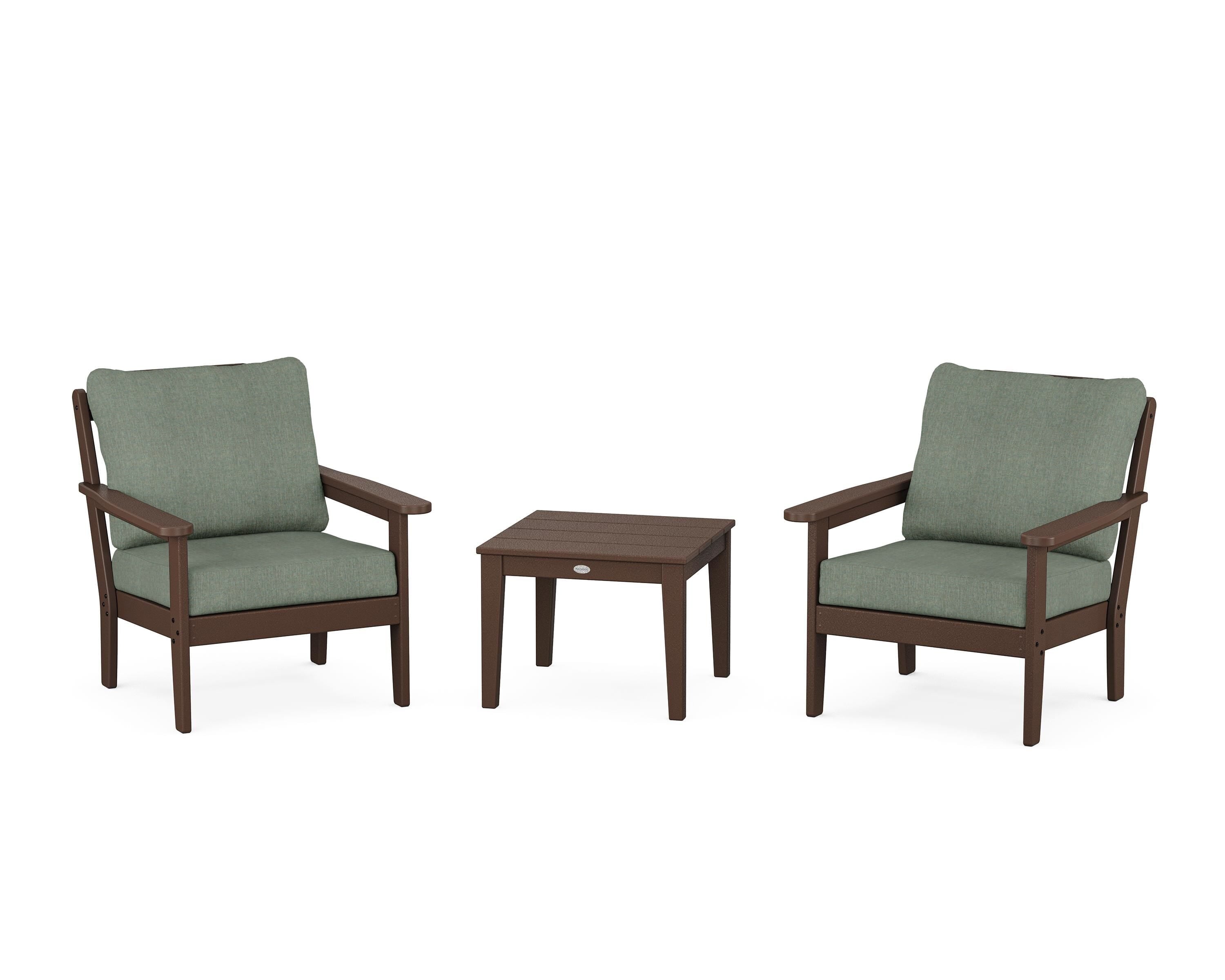 Country Living Cottage 3-Piece Deep Seating Set in Mahogany / Cast Sage
