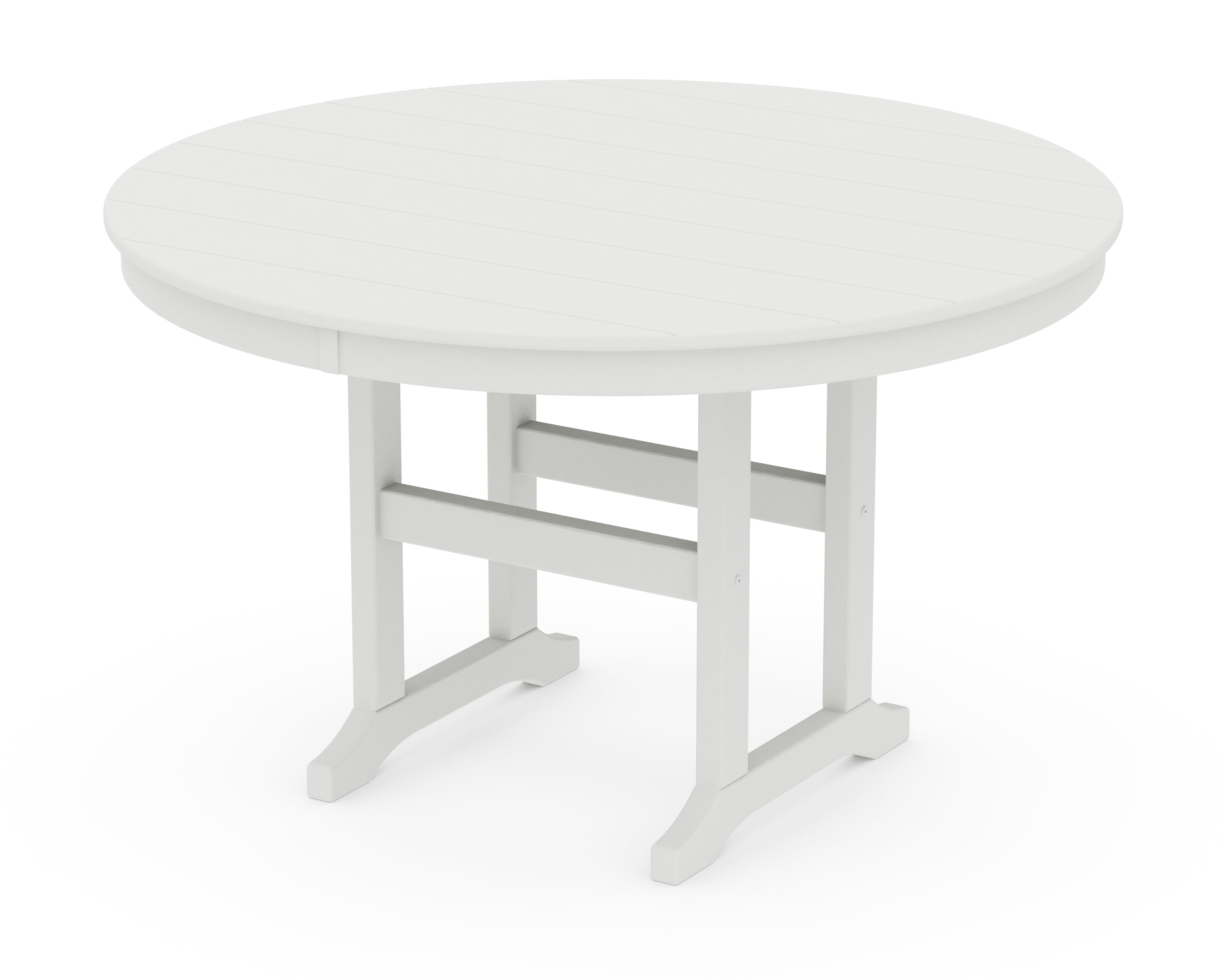 POLYWOOD 48" Round Farmhouse Dining Table in Vintage White