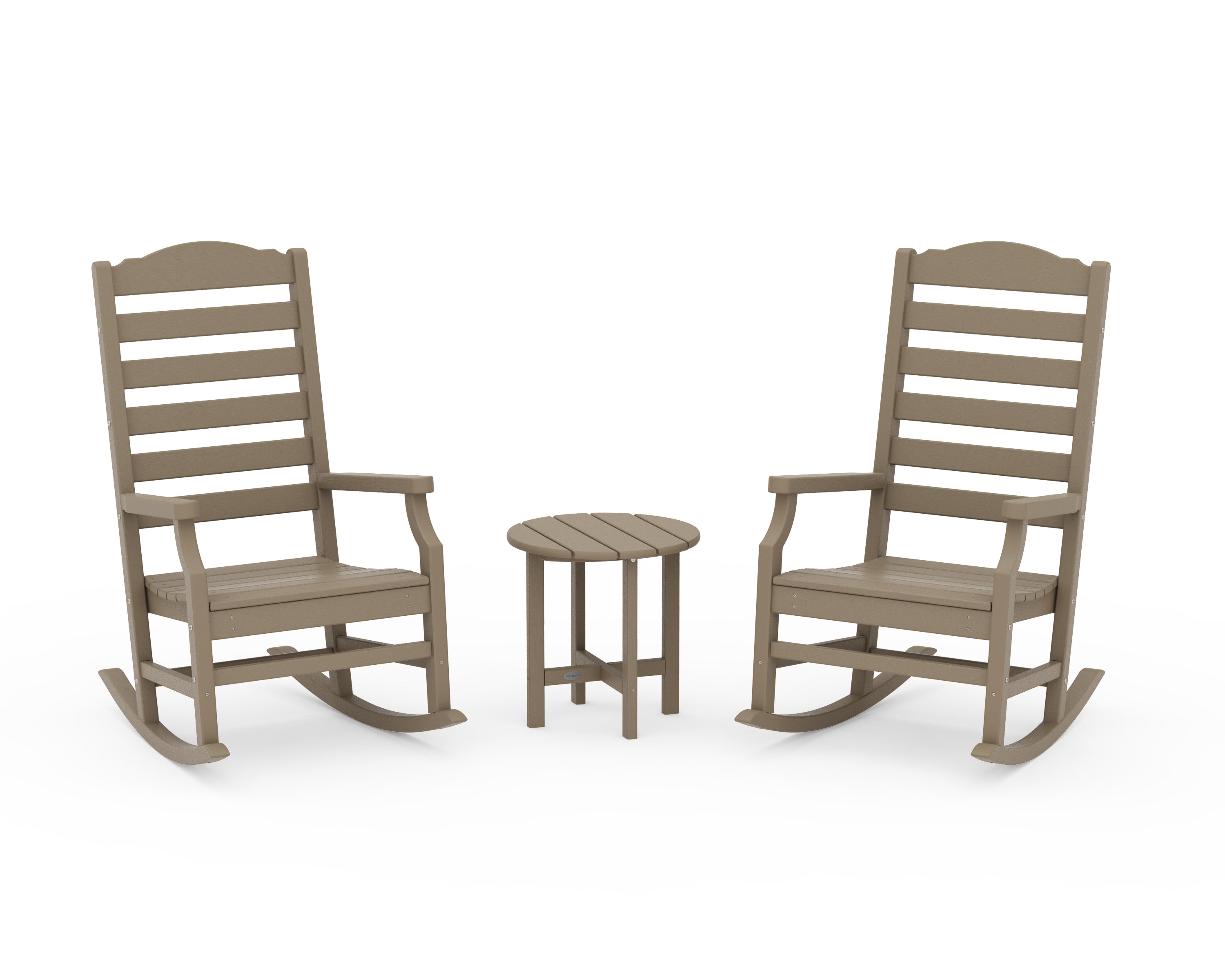 POLYWOOD Savannah 3-Piece Rocking Chair Set in Vintage Sahara