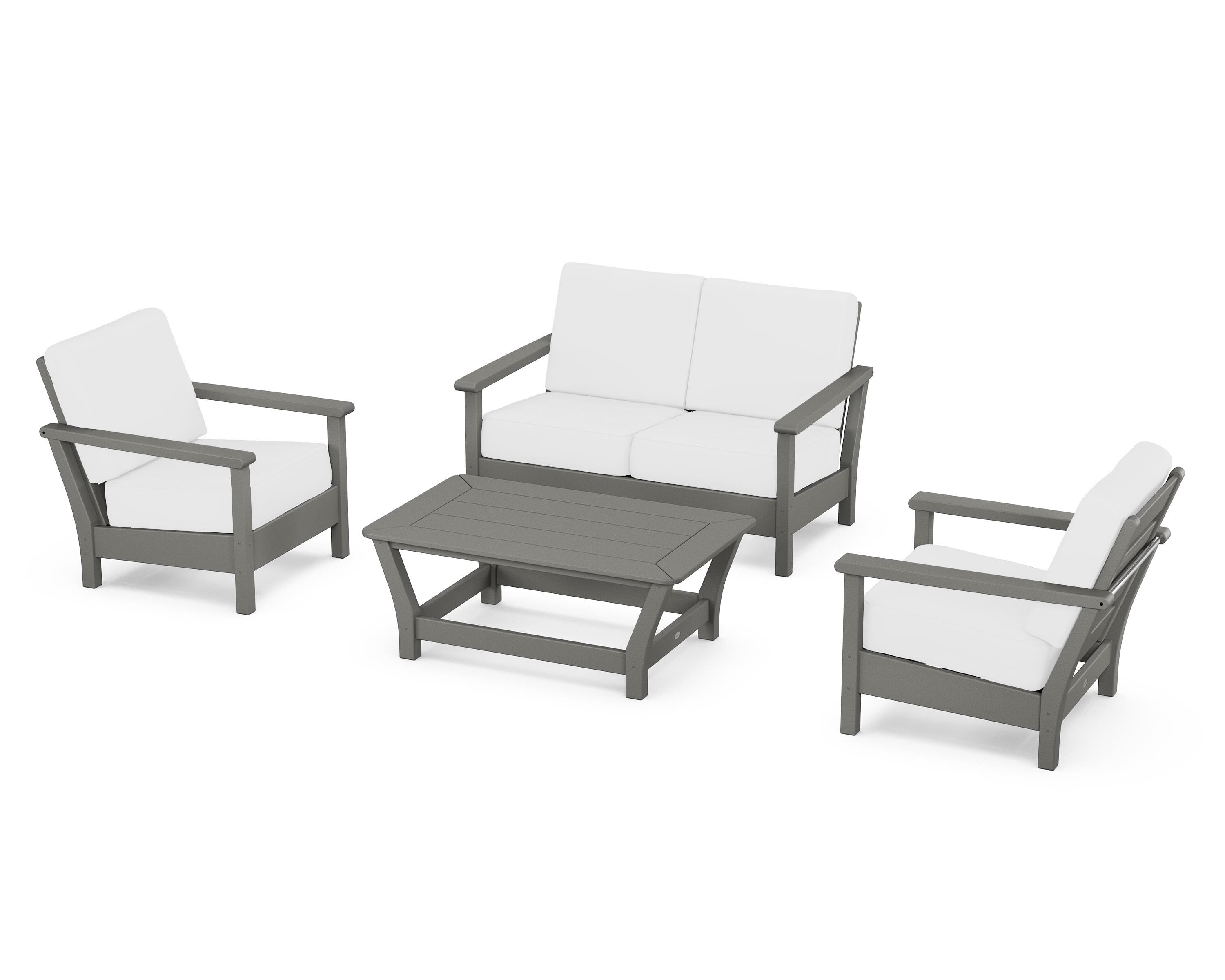 POLYWOOD Harbour 4-Piece Deep Seating Set in Slate Grey / Natural