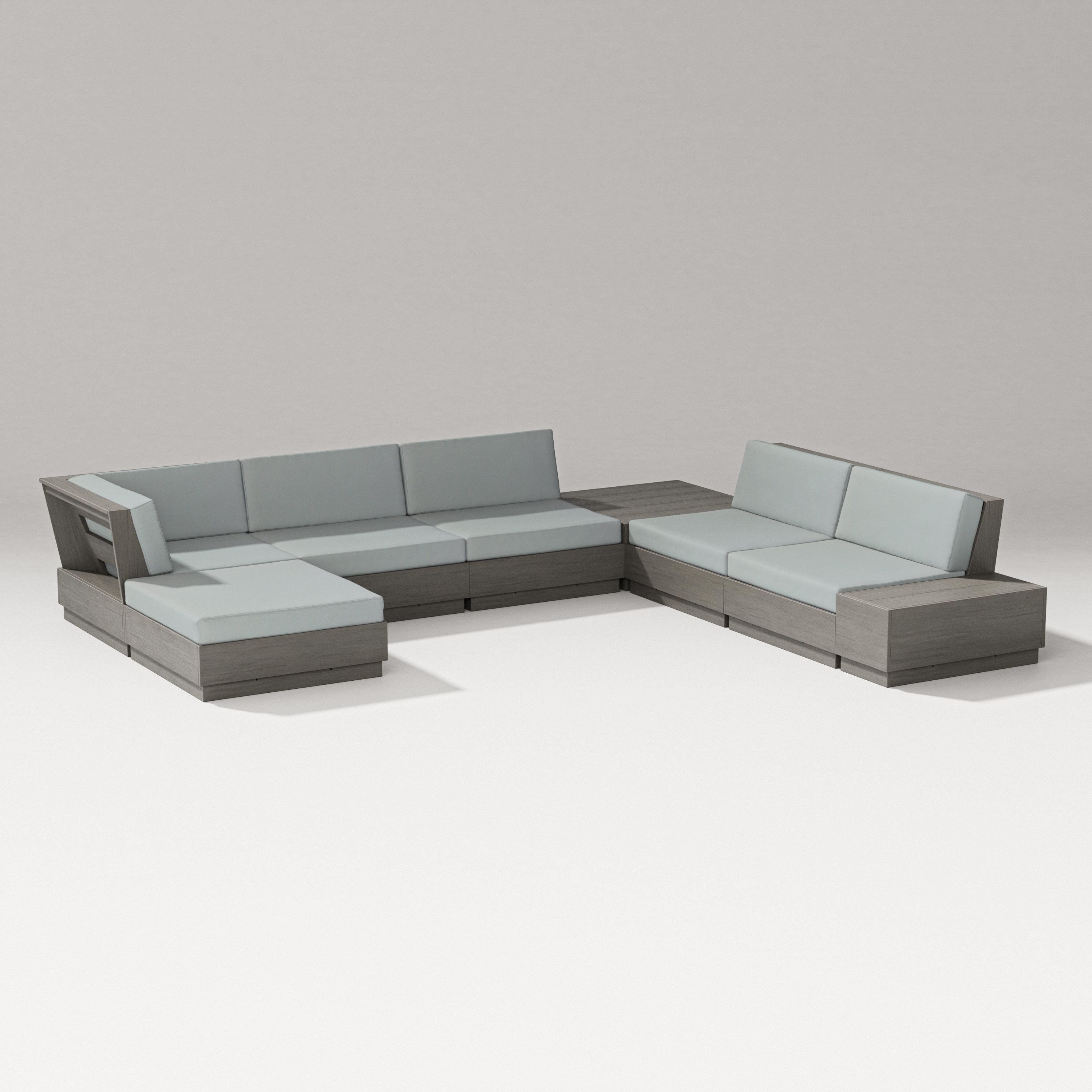 PW Designer Series Elevate 8-Piece Corner Sectional in Driftwood / Spa