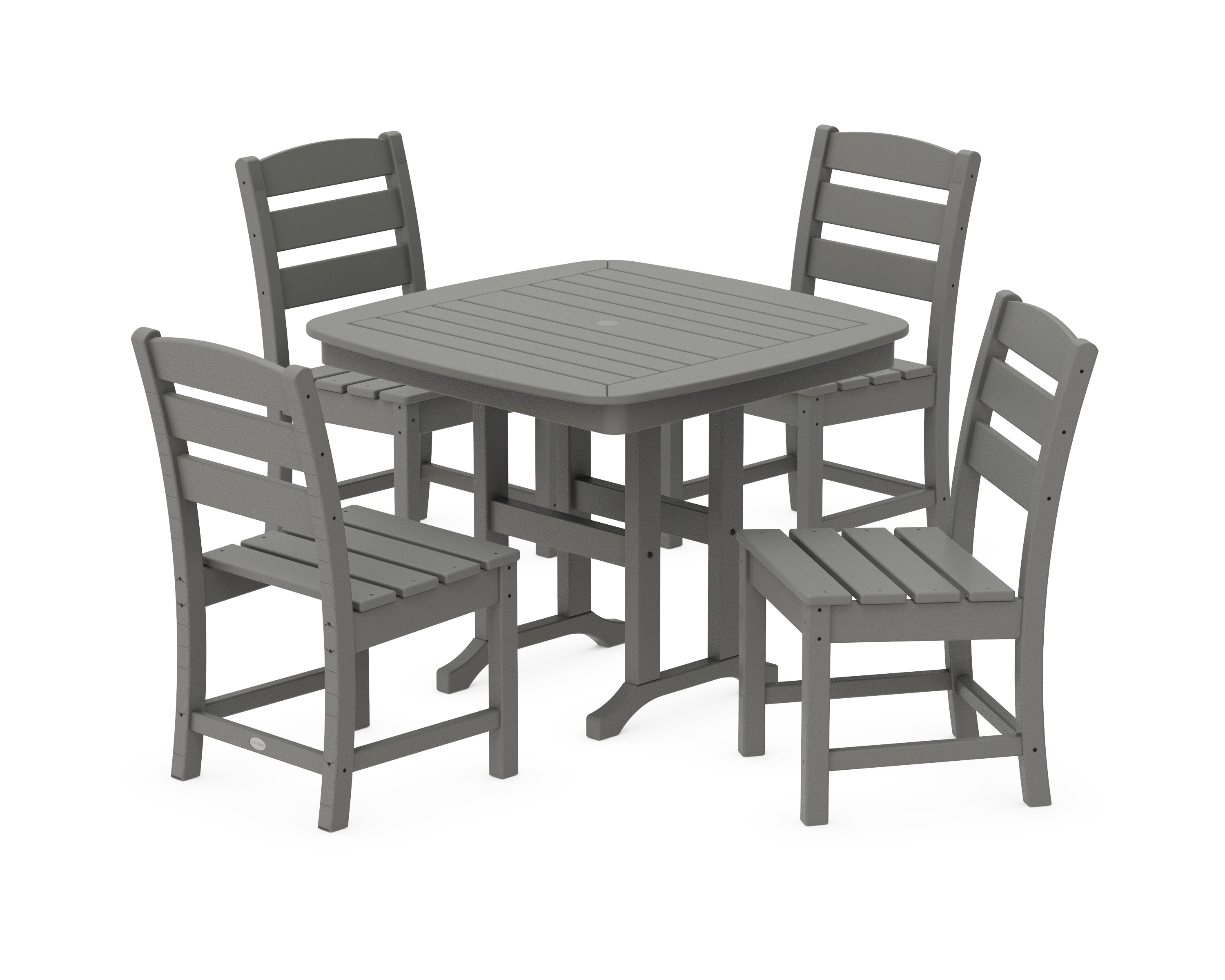 POLYWOOD Lakeside 5-Piece Side Chair Dining Set in Slate Grey