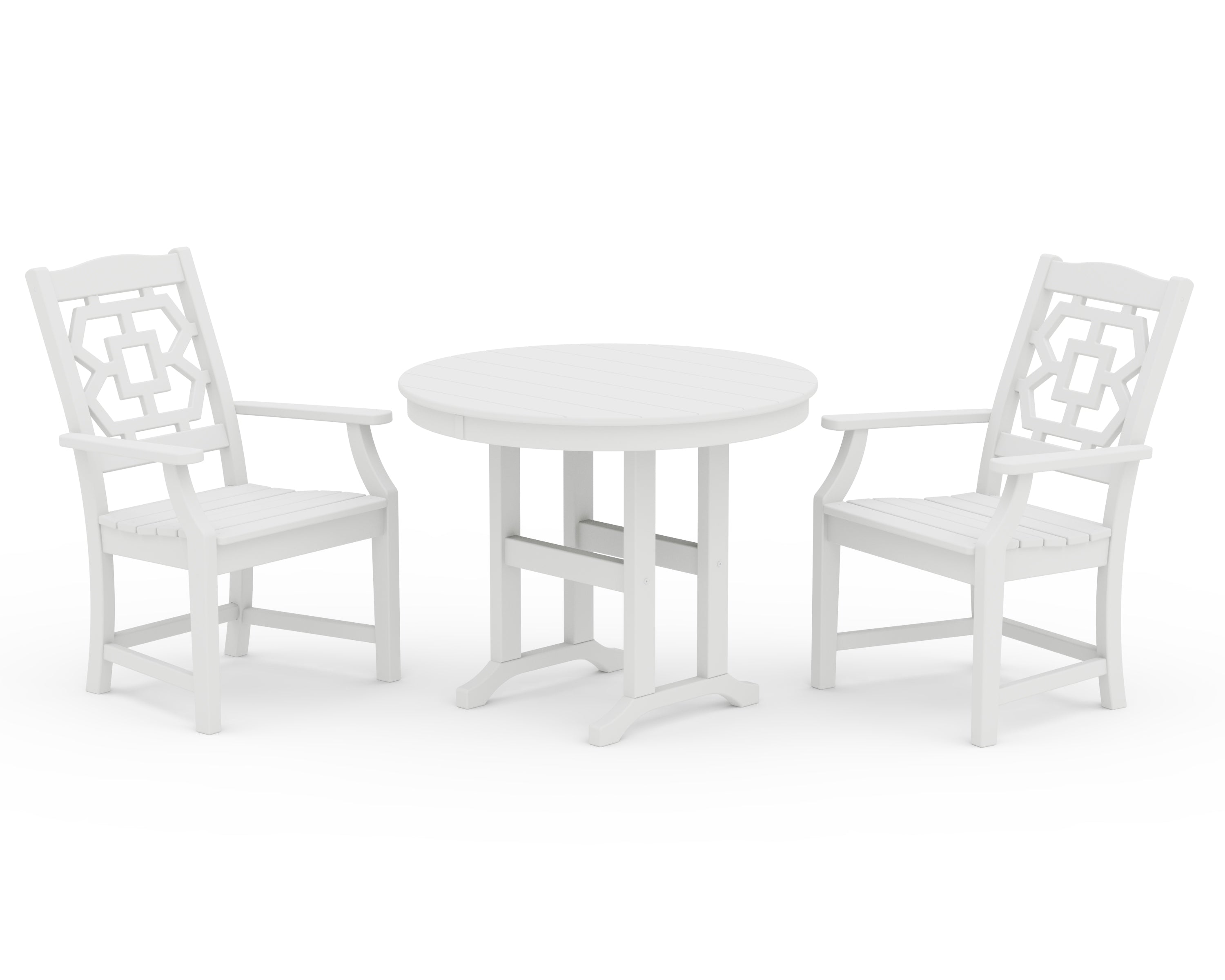 Martha Stewart by POLYWOOD Chinoiserie 3-Piece Farmhouse Dining Set in White