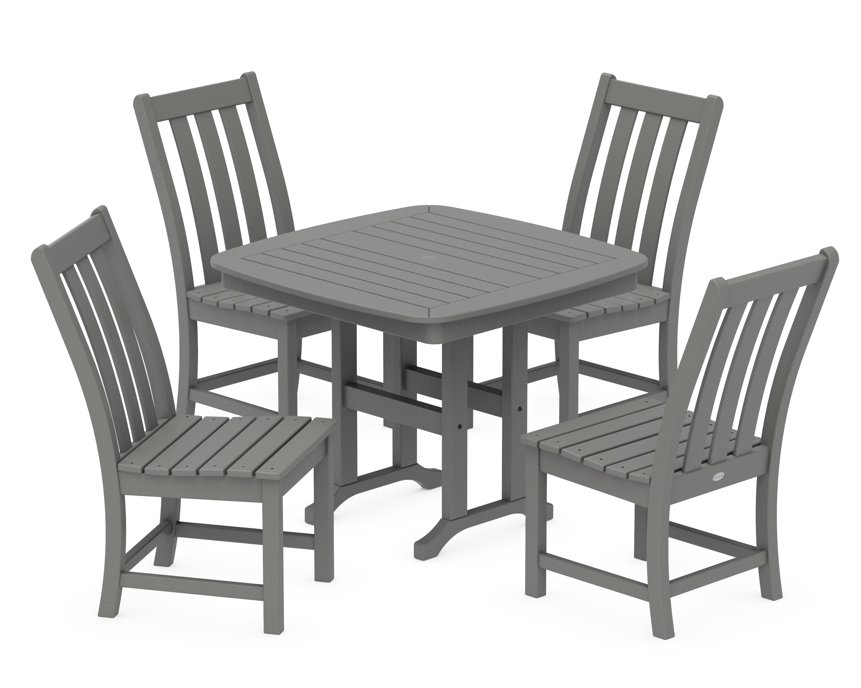 POLYWOOD Vineyard 5-Piece Side Chair Dining Set in Slate Grey